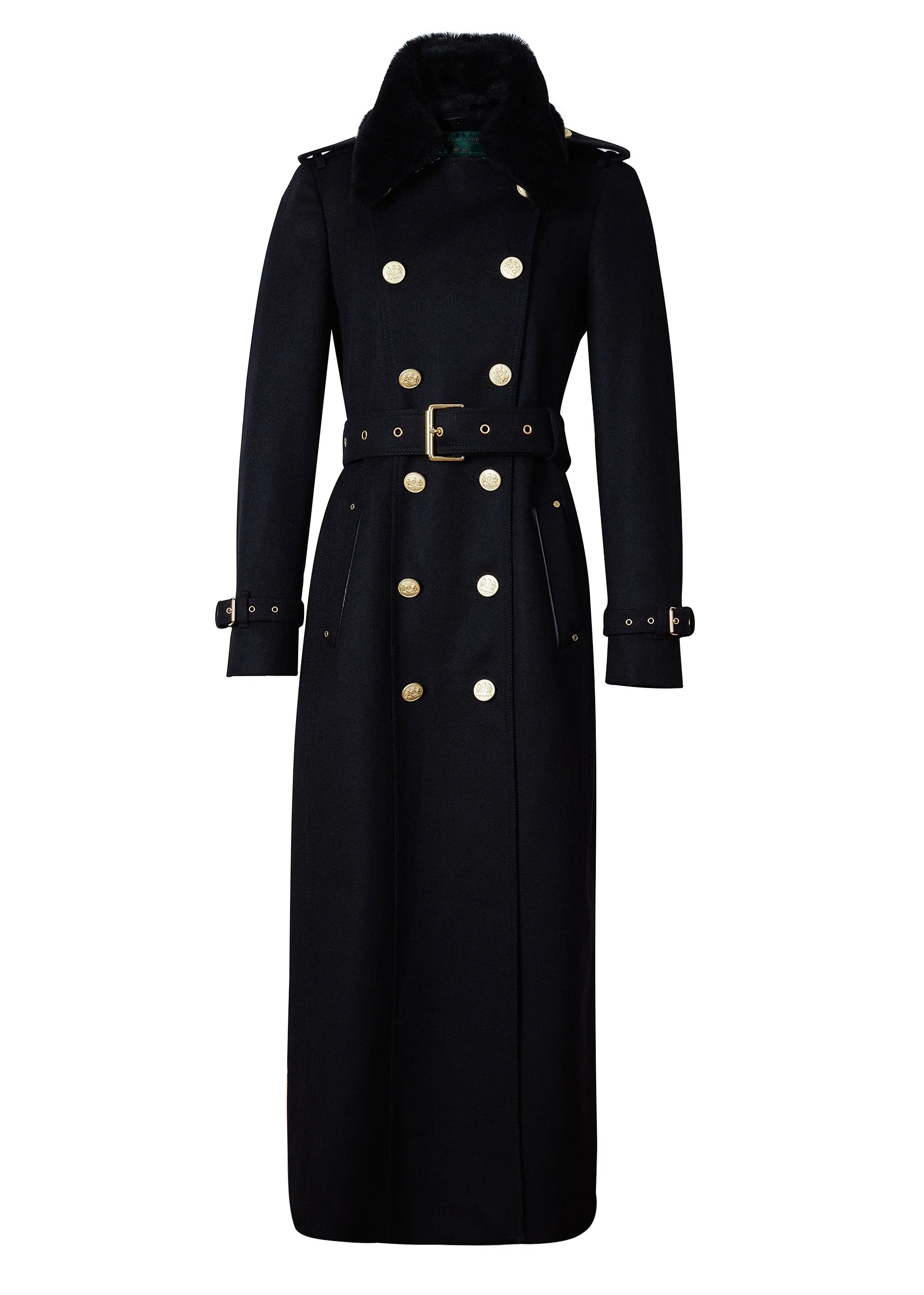 Marlborough Shearling Trench Coat (Soft Black) - Image 4