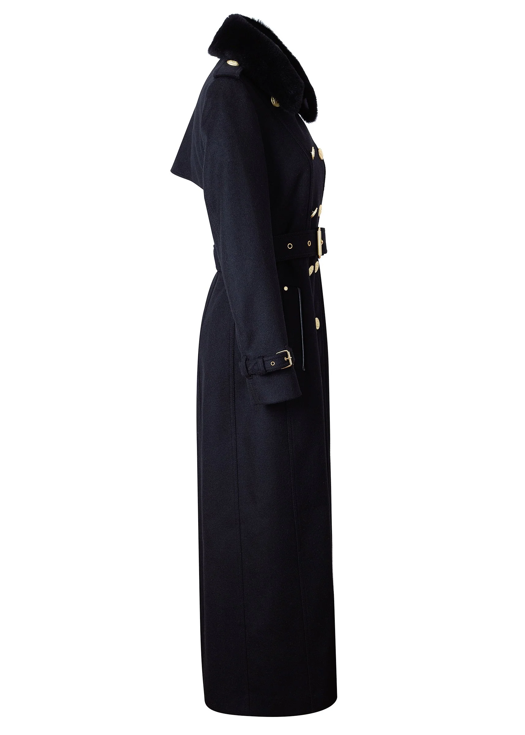 Marlborough Shearling Trench Coat (Soft Black) - Image 6