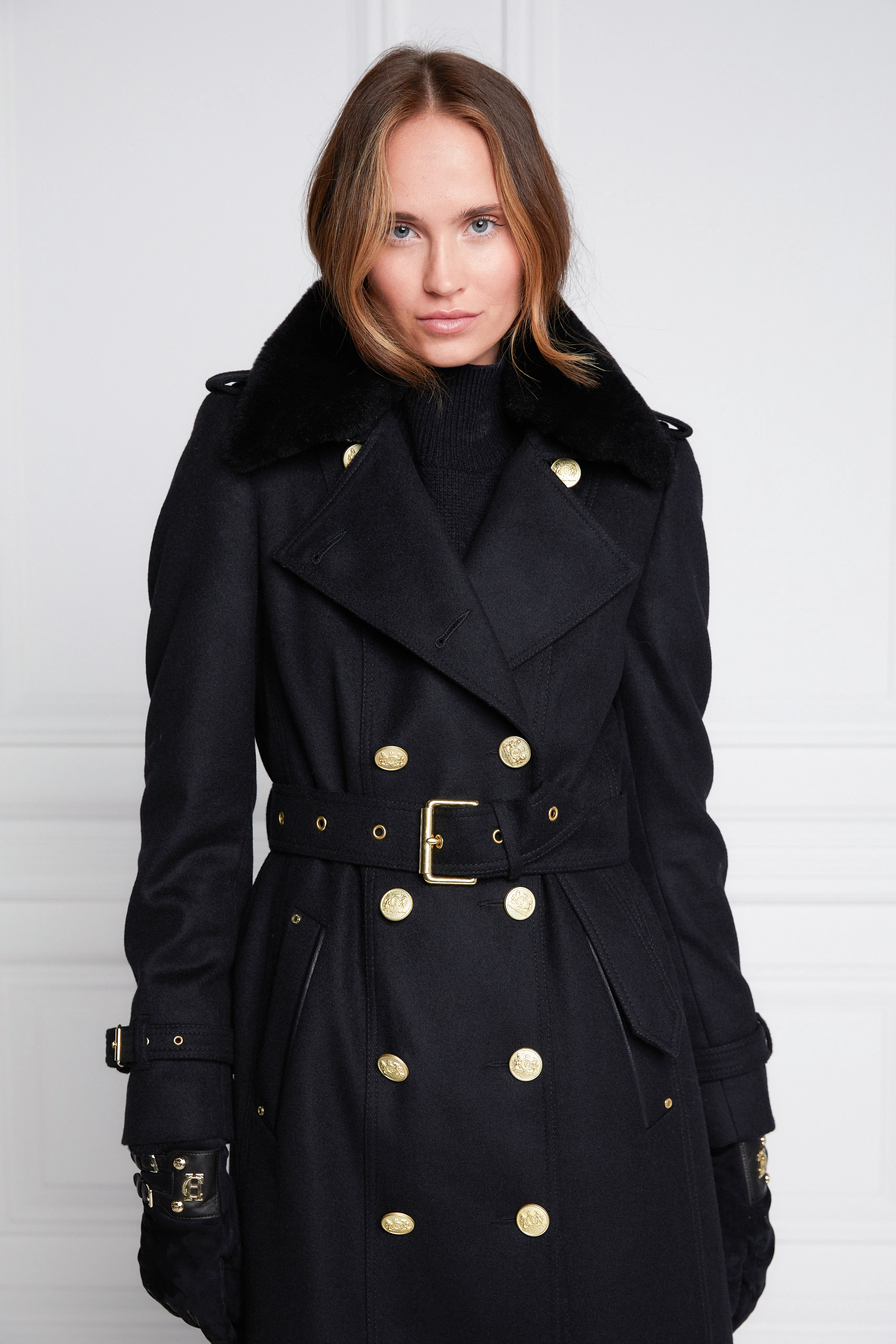 Marlborough Shearling Trench Coat (Soft Black) - Image 7