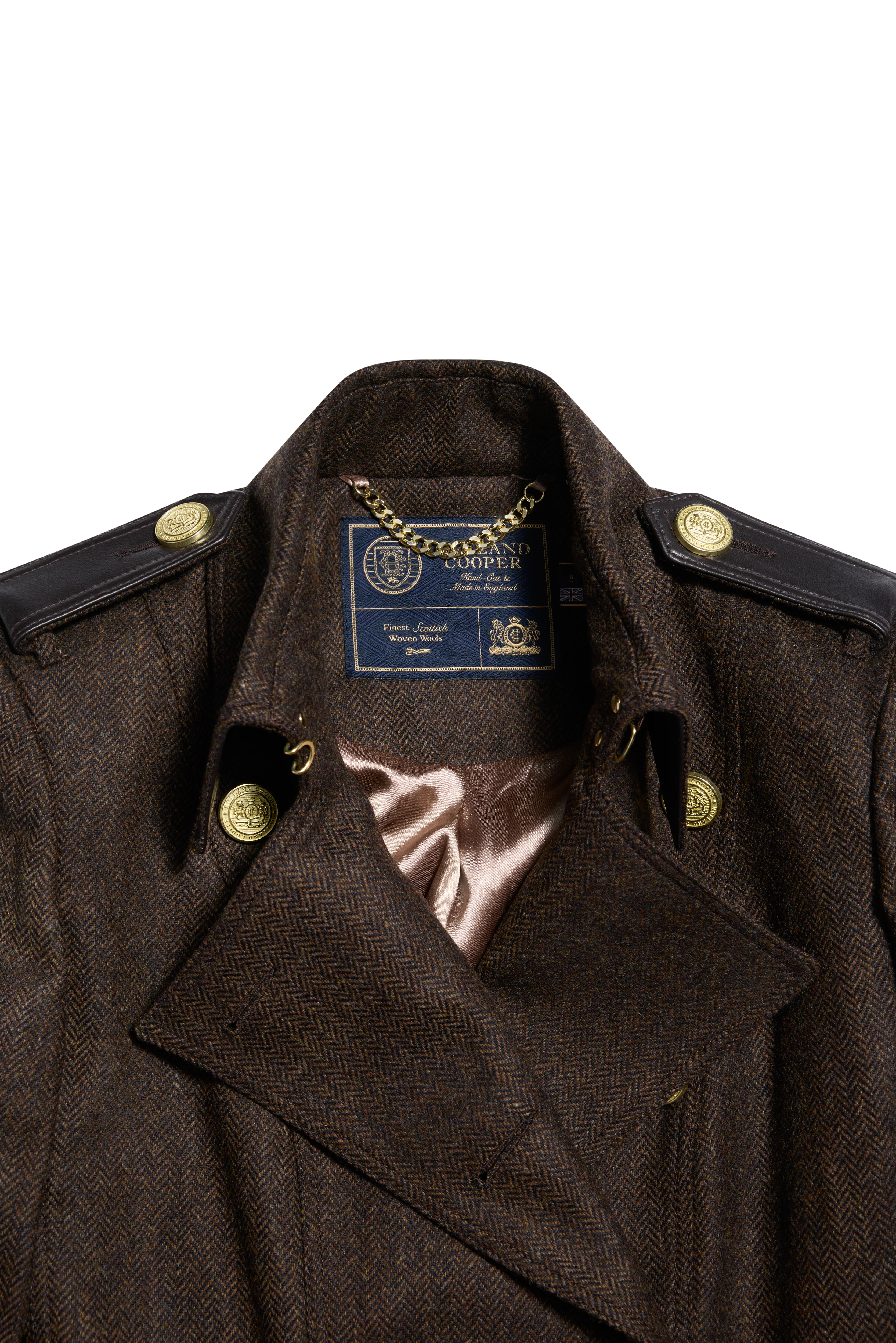 Marlborough Trench Coat (Chocolate Herringbone) - Image 10