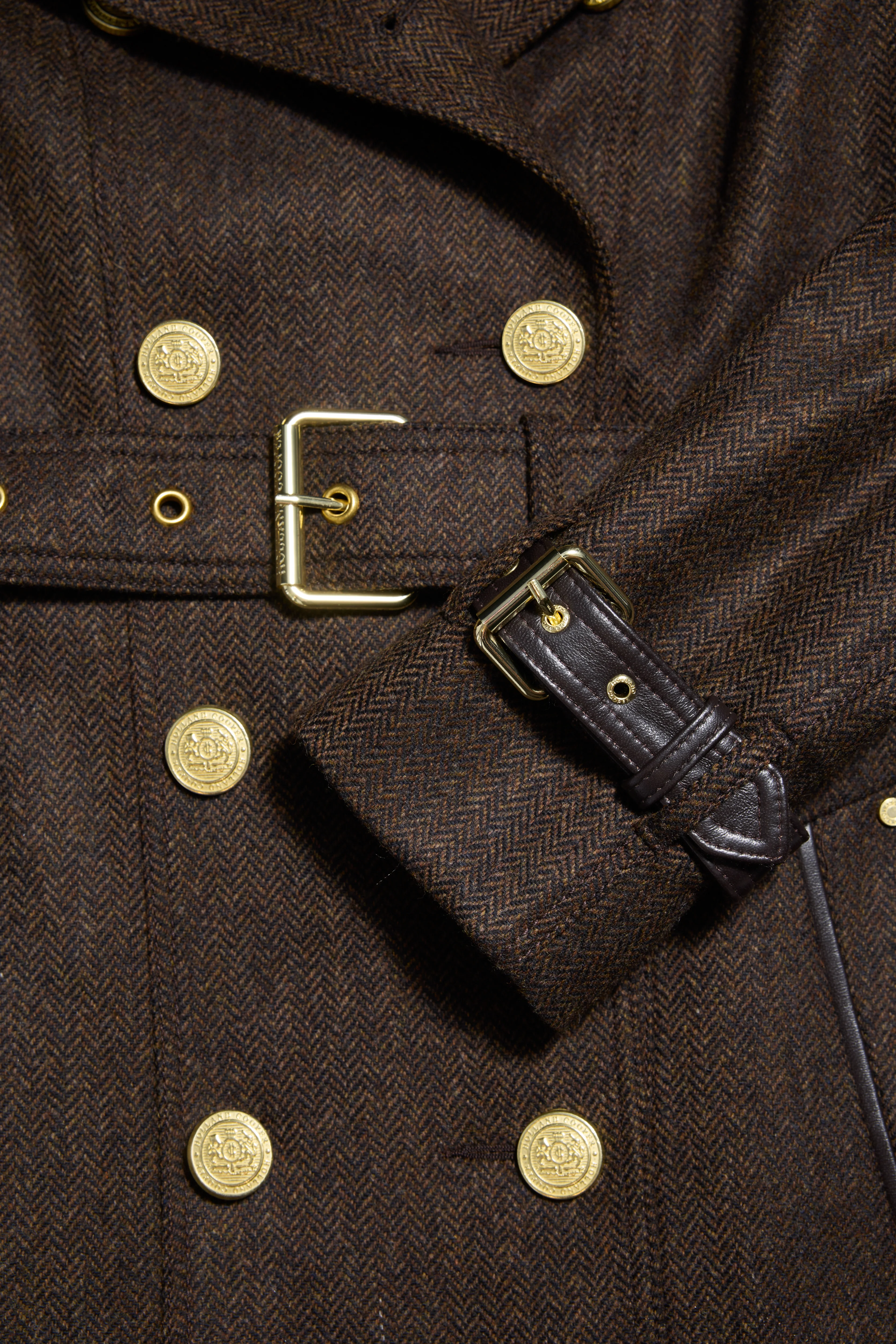 Marlborough Trench Coat (Chocolate Herringbone) - Image 11
