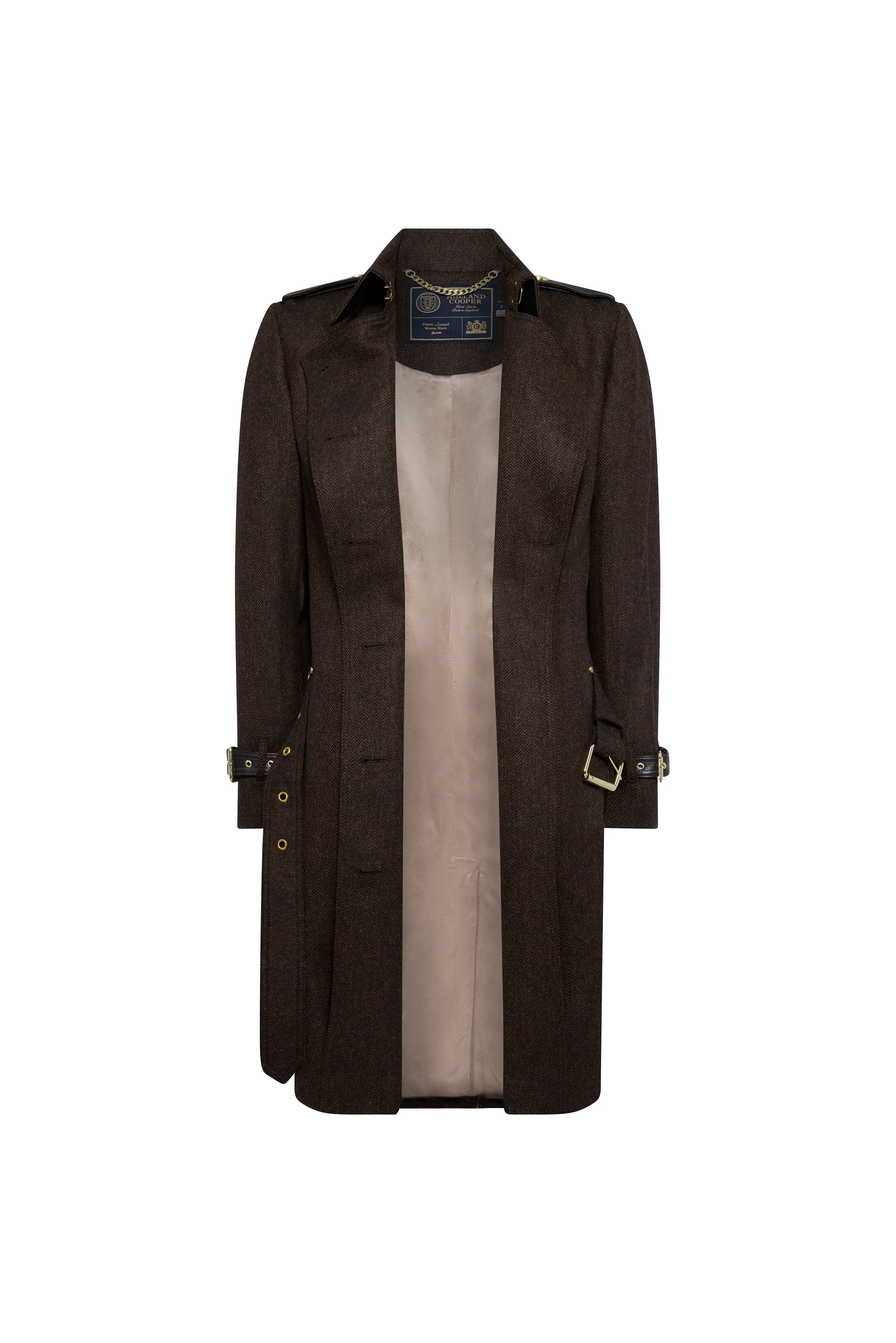Marlborough Trench Coat (Chocolate Herringbone) - Image 9