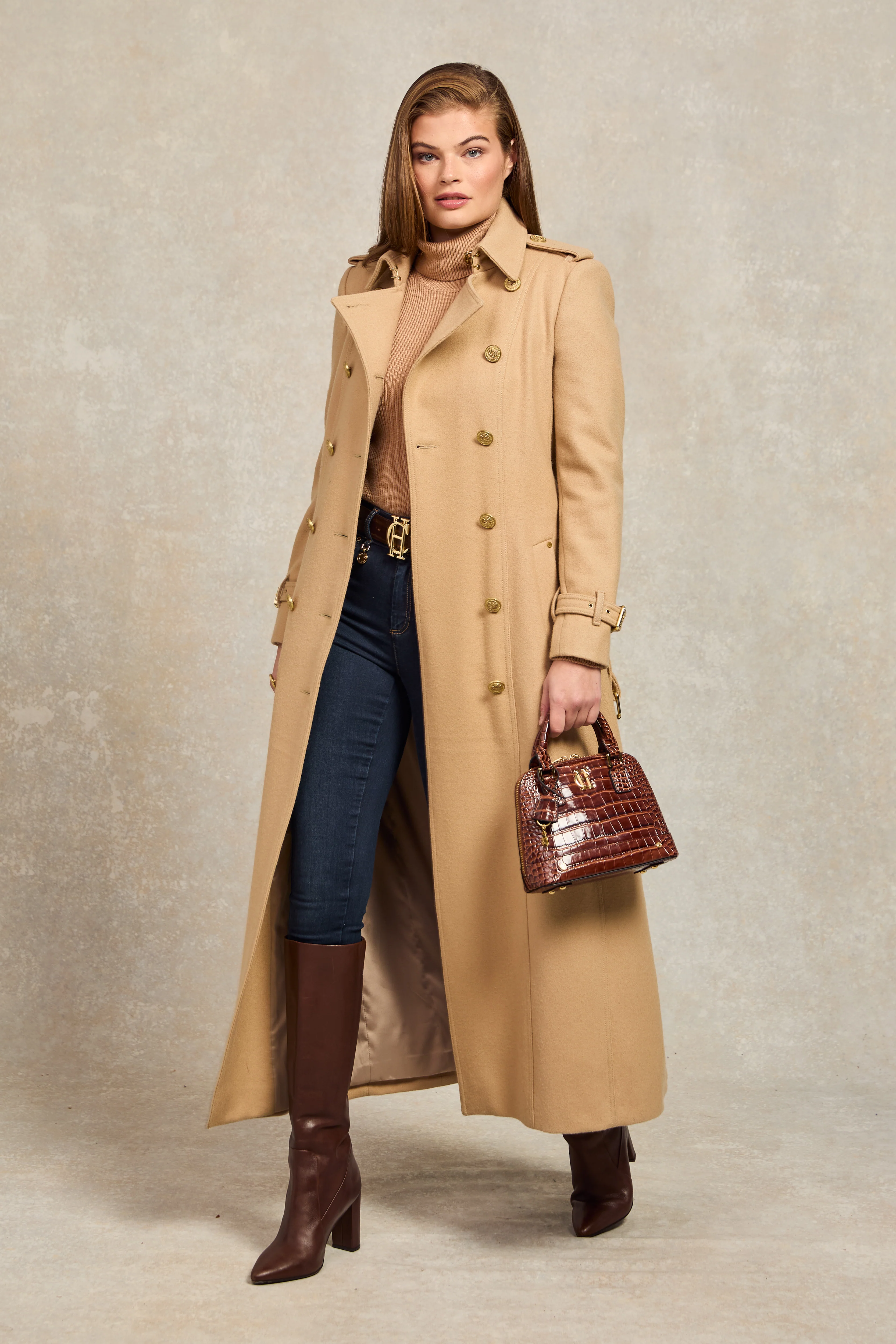 Full Length Marlborough Trench Coat (Camel) - Image 3