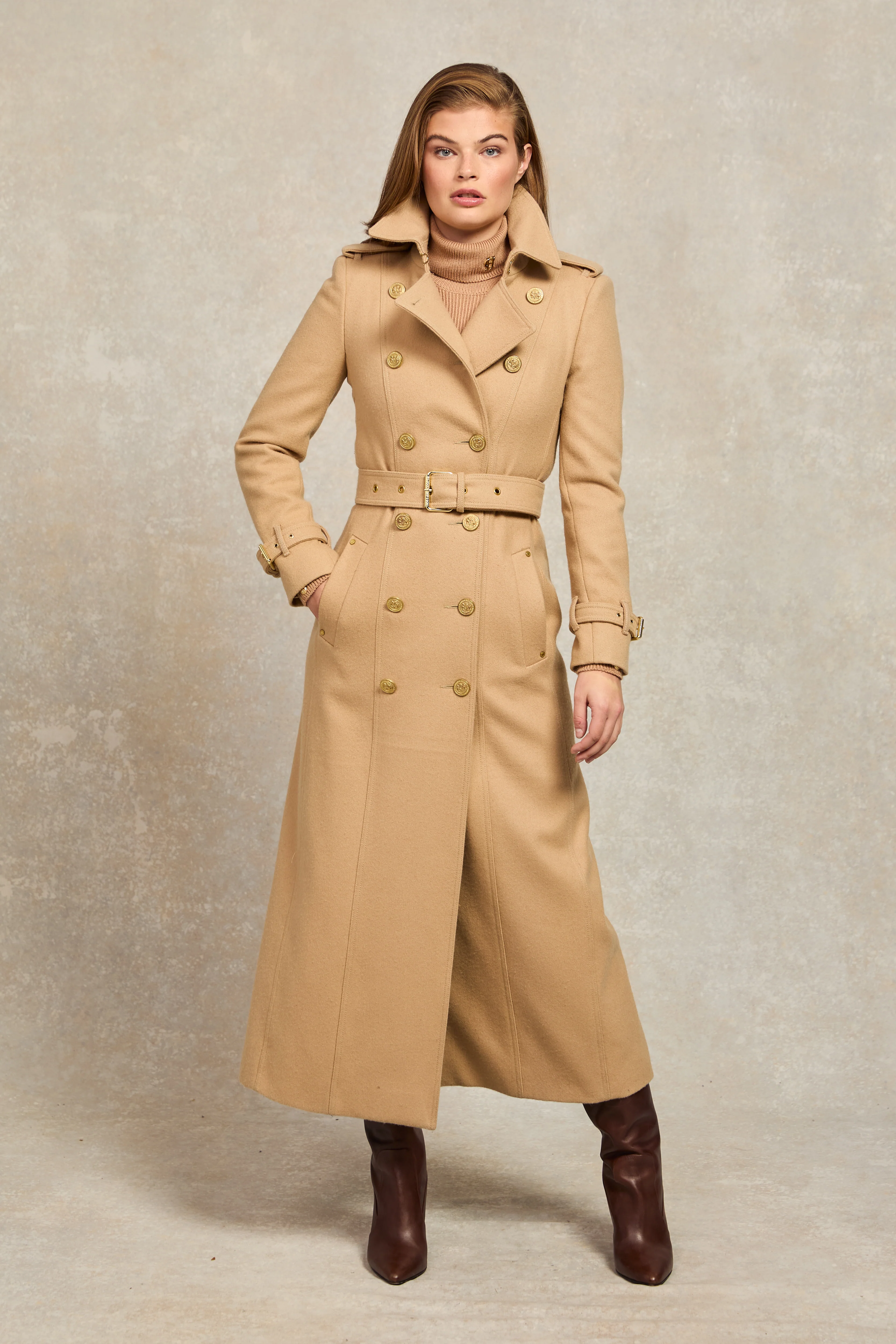 Full Length Marlborough Trench Coat (Camel) - Image 9