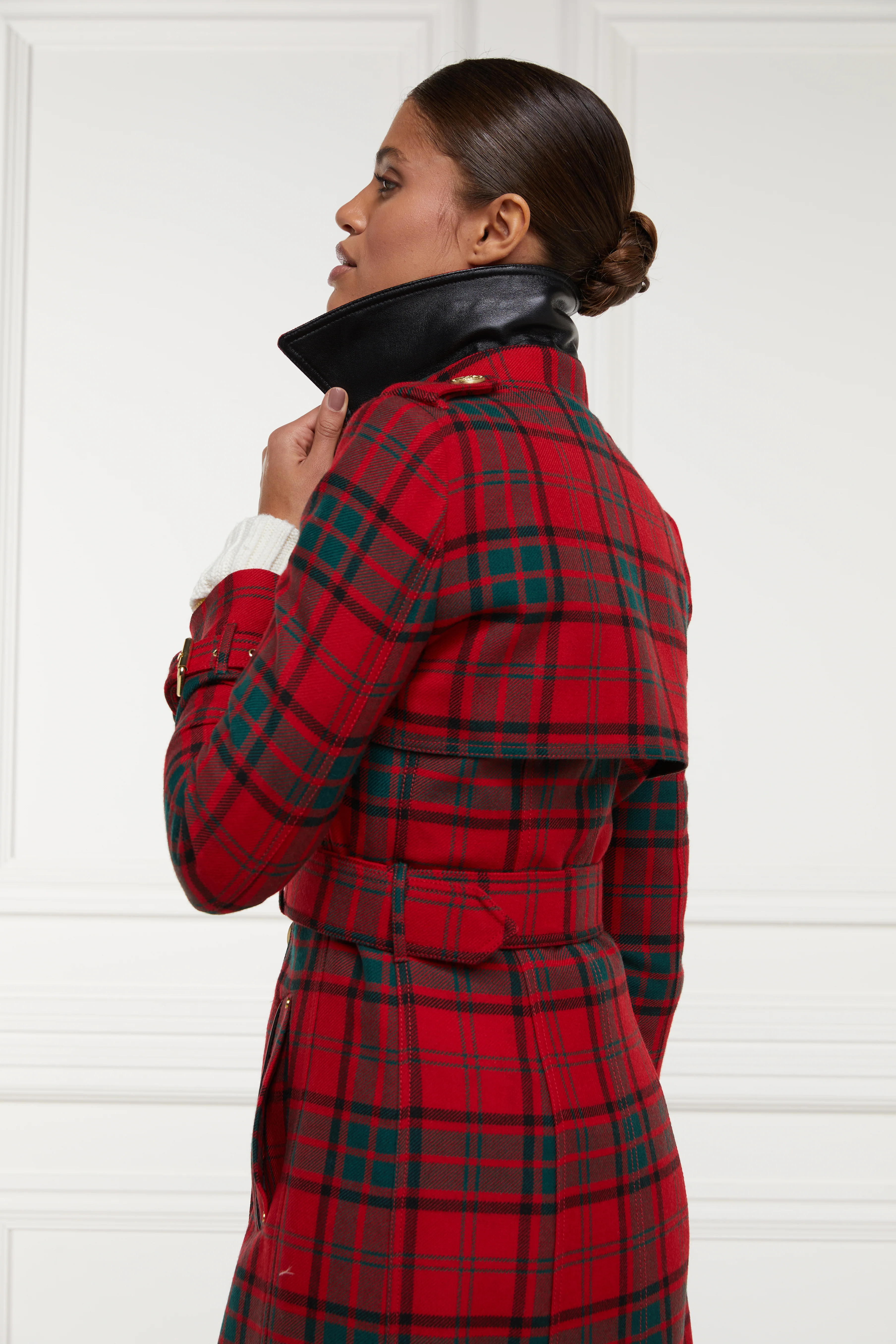 Full Length Marlborough Trench Coat (Red Tartan) - Image 8