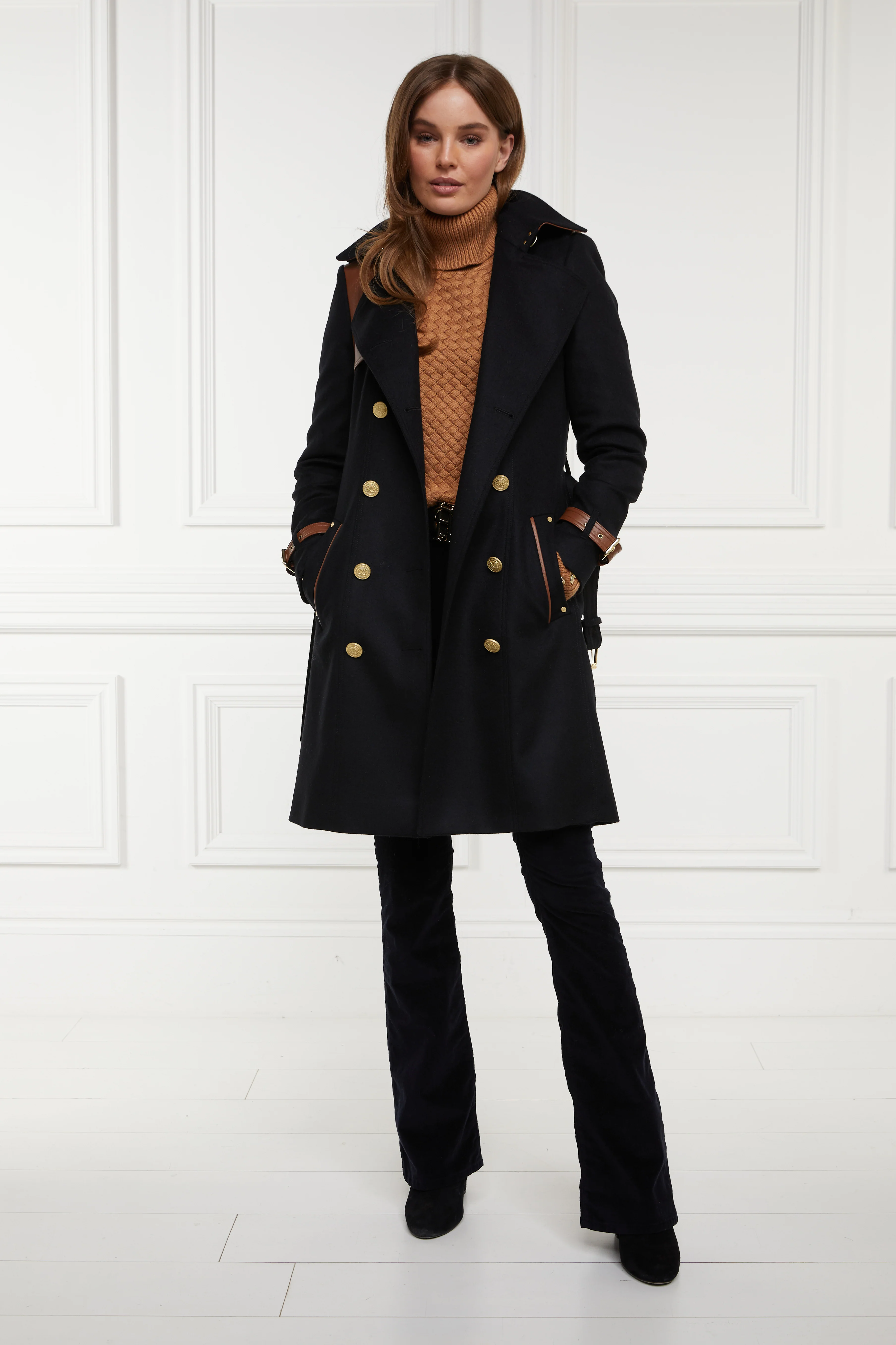 Marlborough Trench Coat (Soft Black Tan) - Image 6