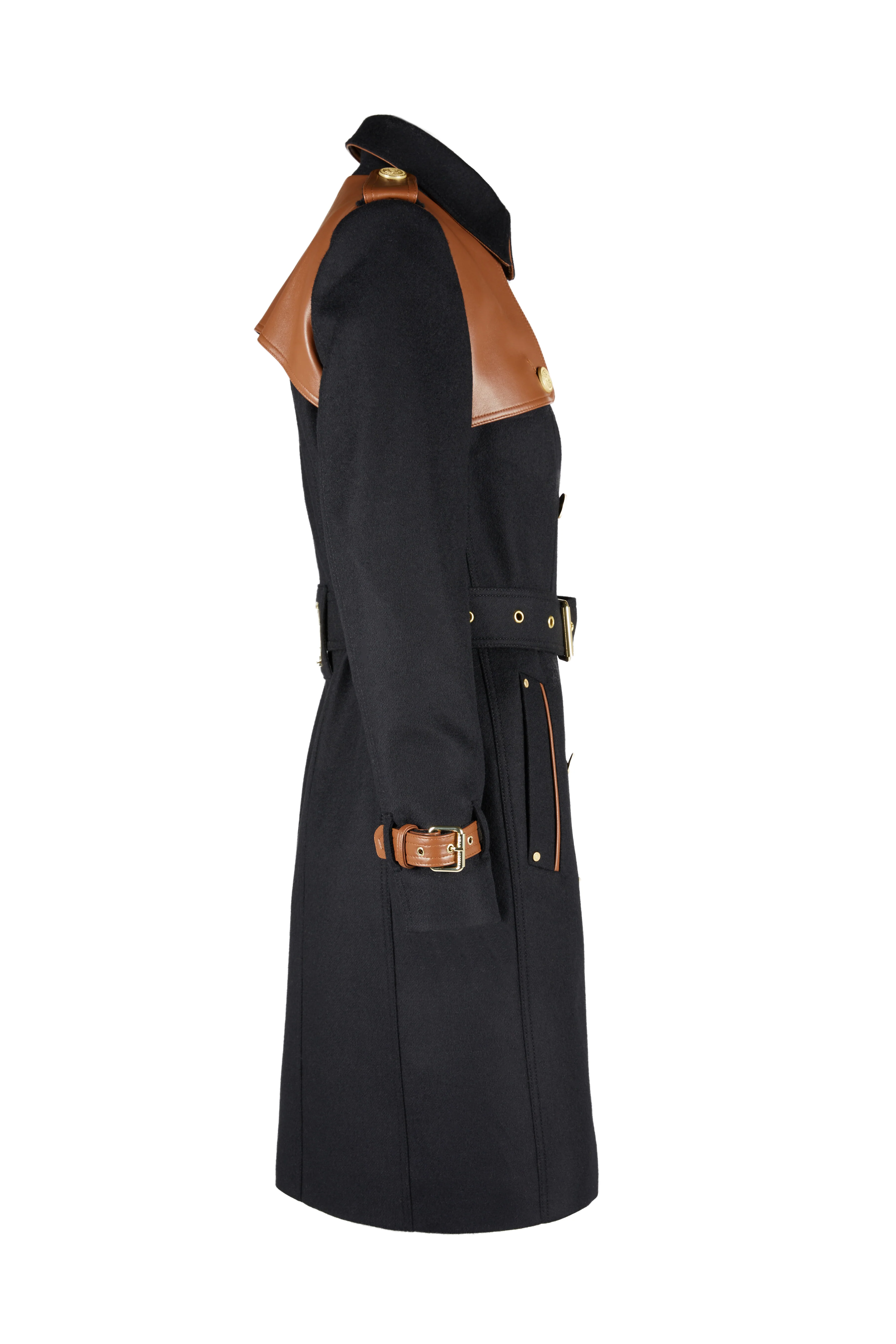 Marlborough Trench Coat (Soft Black Tan) - Image 8