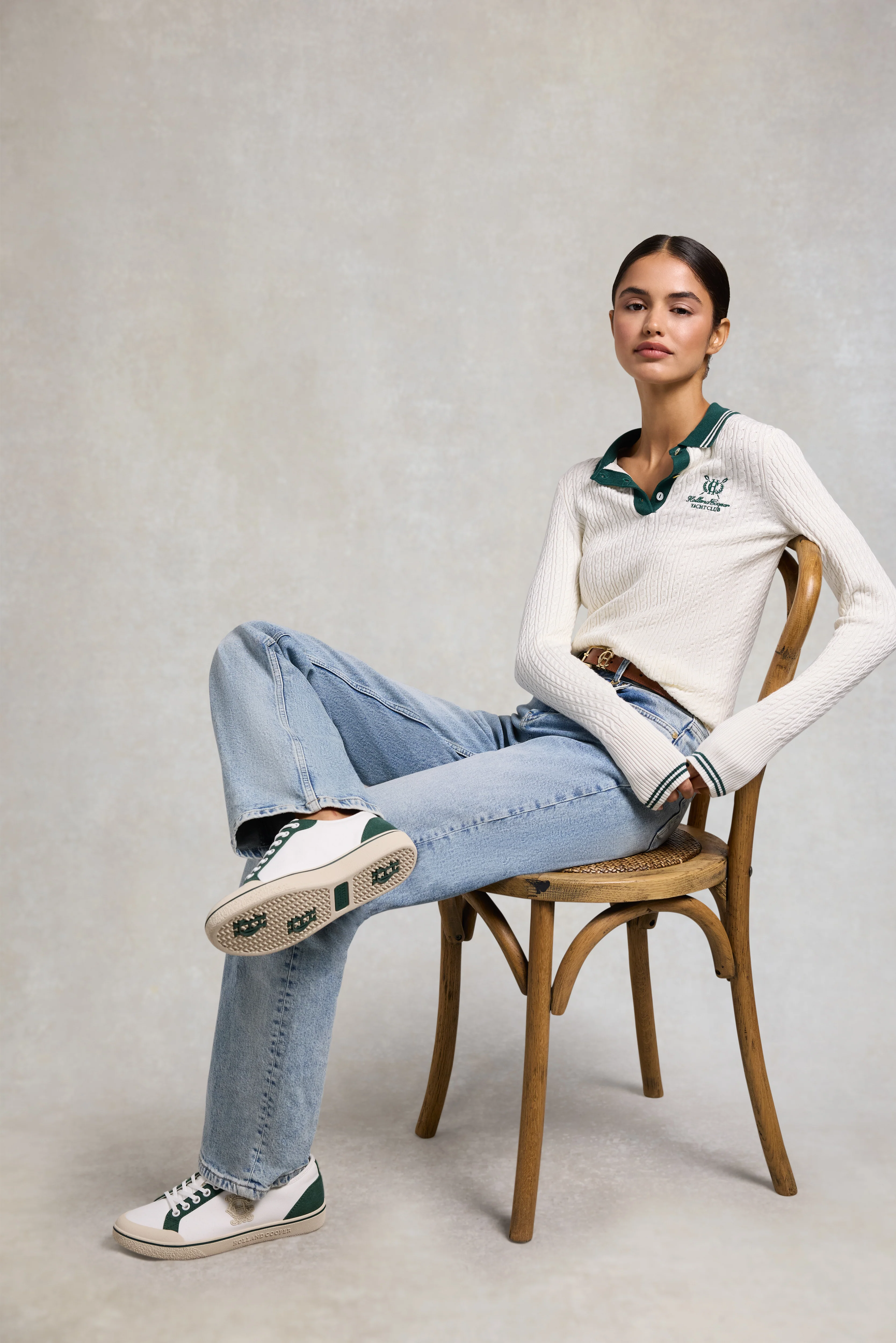 Mayfair Court Trainer (Off White Green) - Image 5