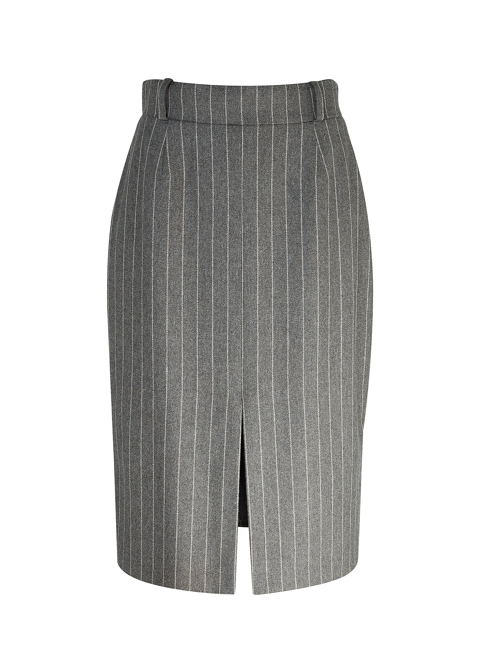Mayfair Pencil Skirt (Soft Grey Pinstripe) - Image 4