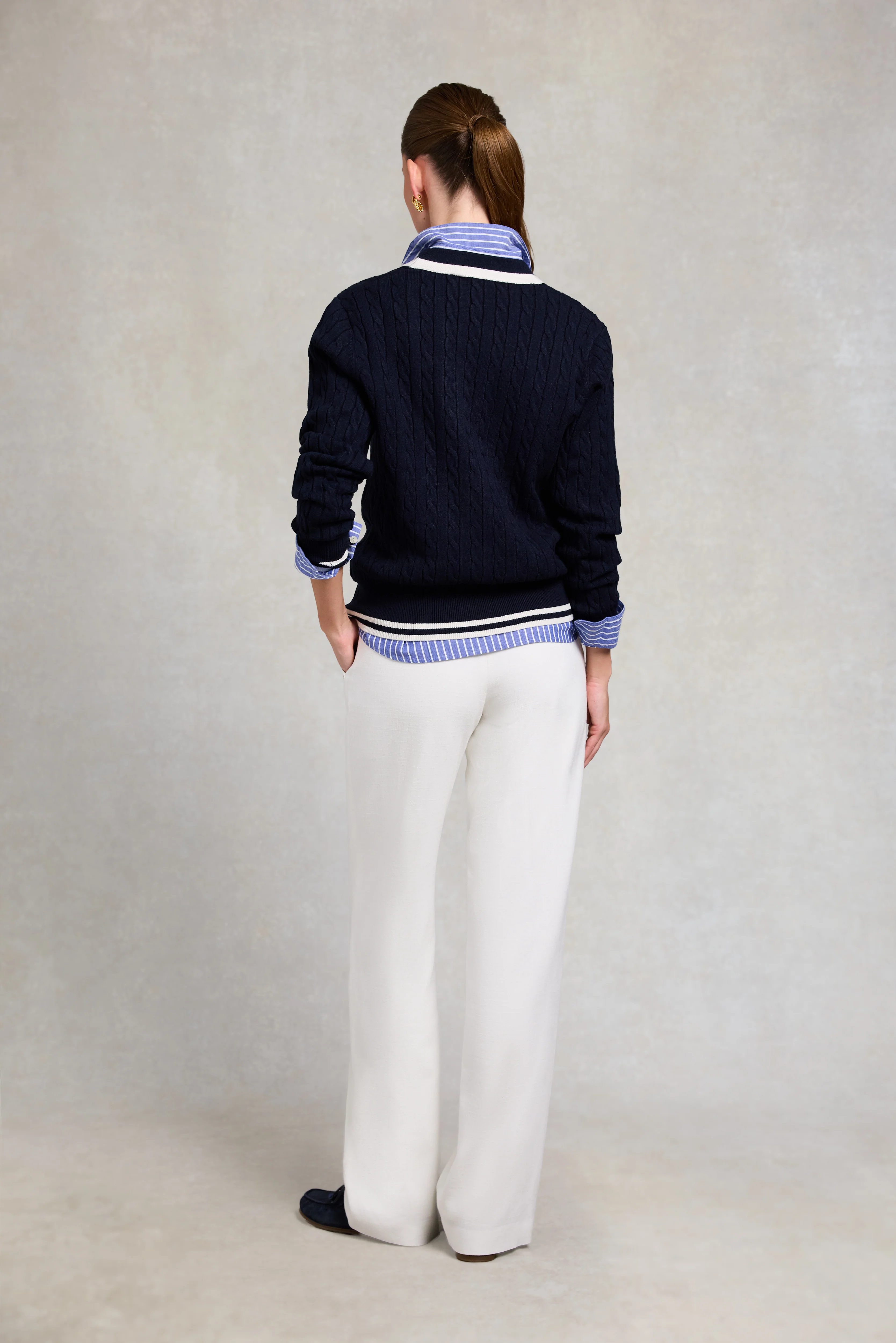 Melissa V Neck Knit (Ink Navy Natural) - Image 6