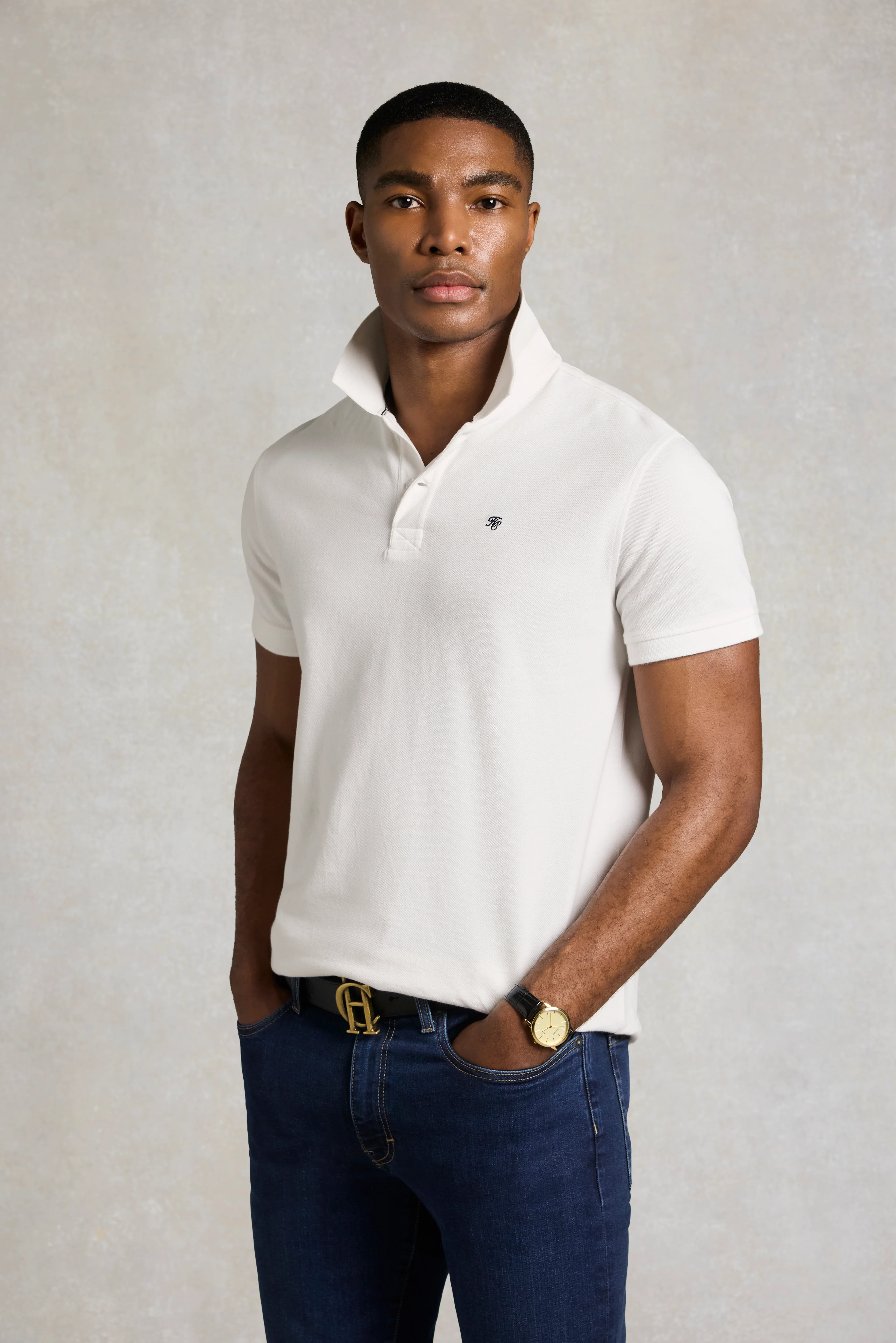 Men's Classic Short Sleeve Polo Shirt (White) - Image 3