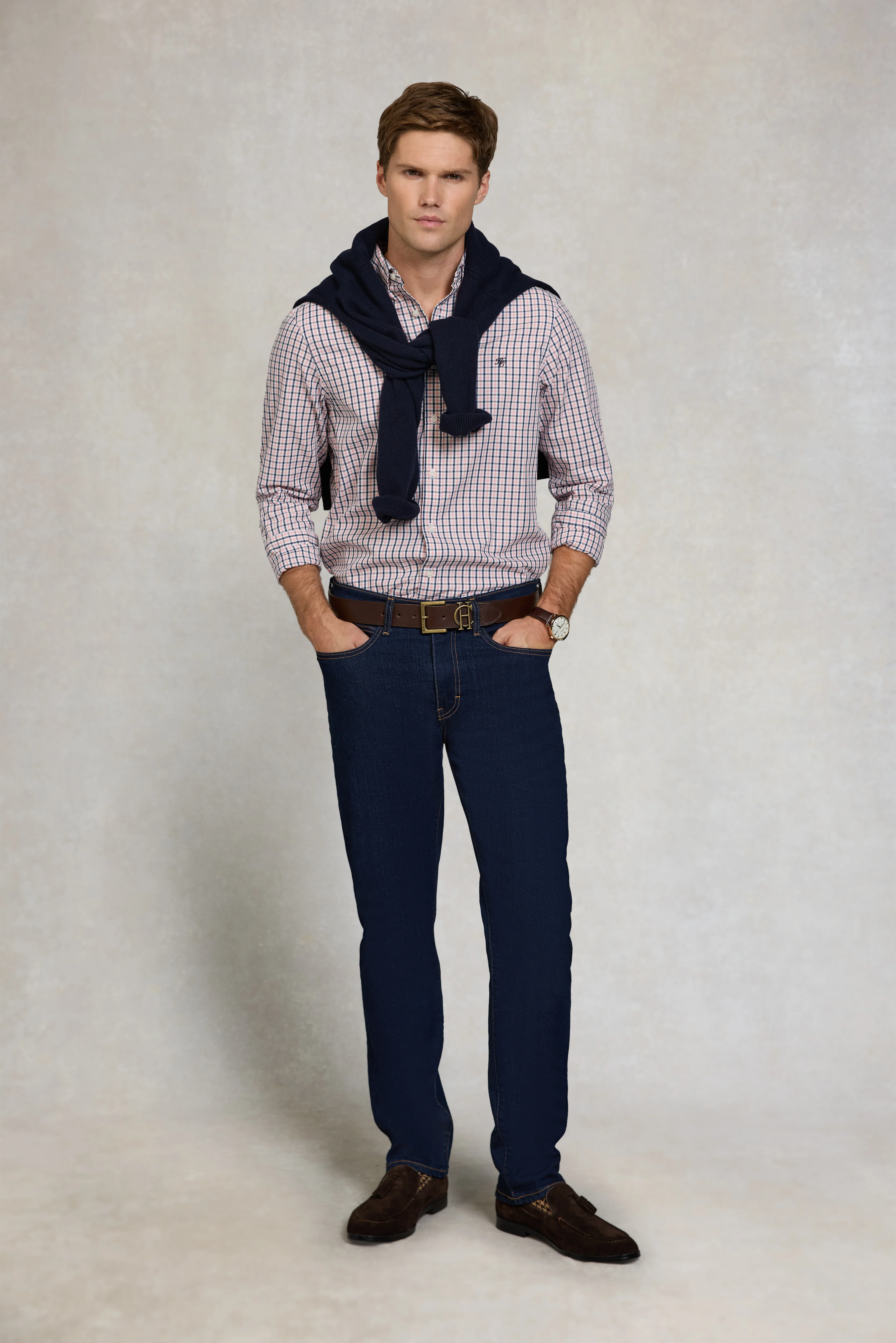 Men's Classic Woven Button Down Shirt (Cotswold Pink Check) - Image 6