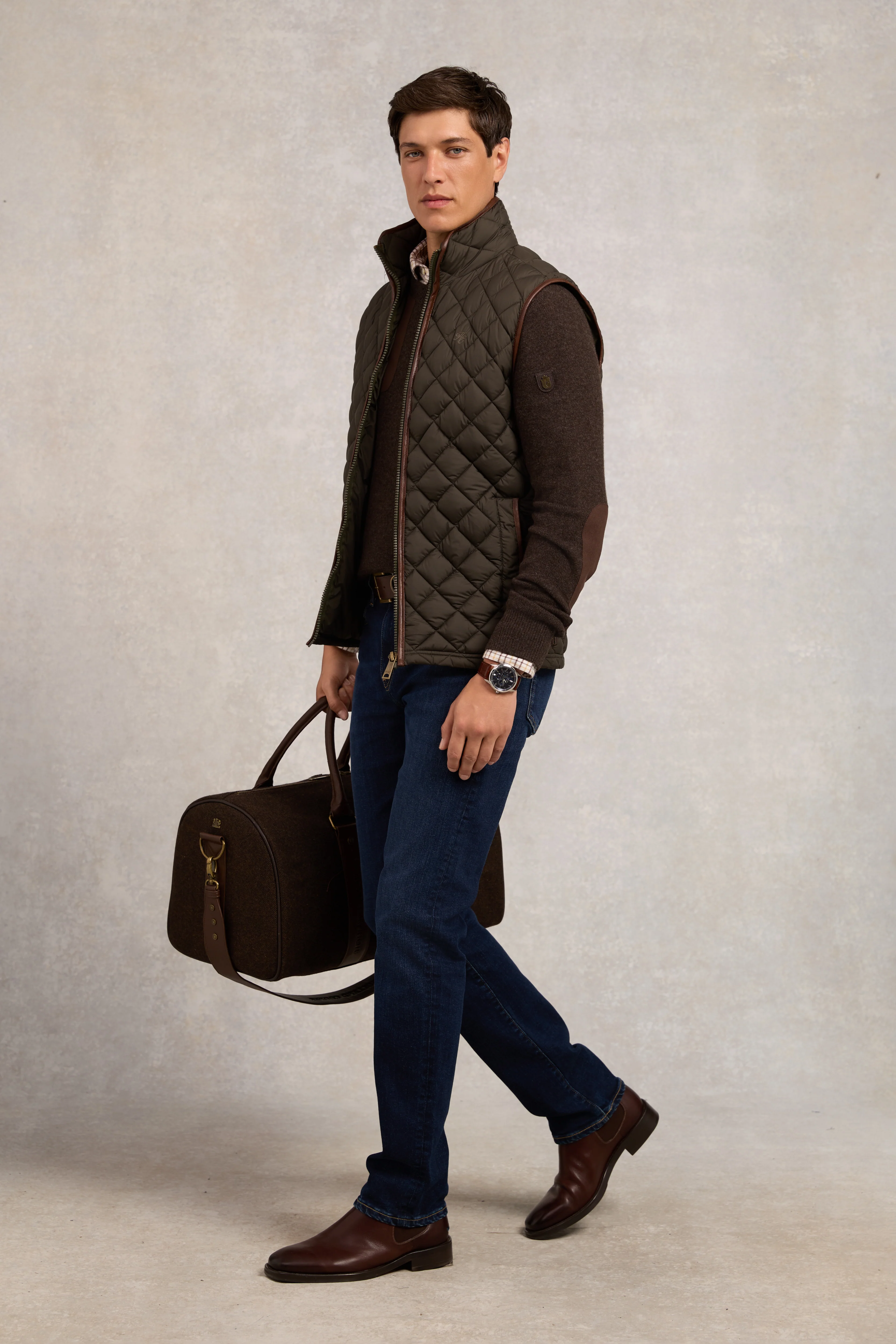 Men's Country Quilted Gilet (Khaki) - Image 3