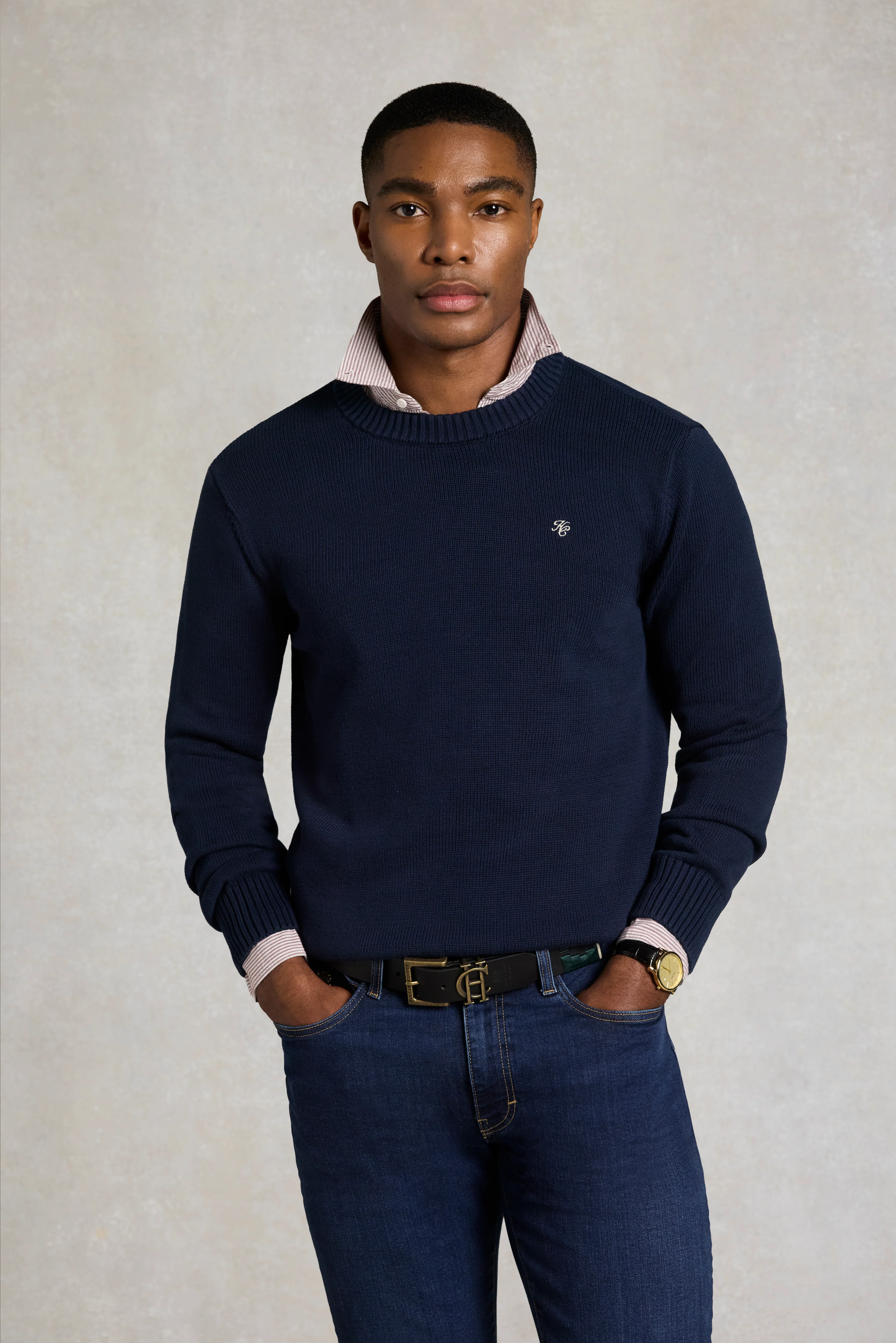 Men's Heritage Crew Neck Knit (Ink Navy)