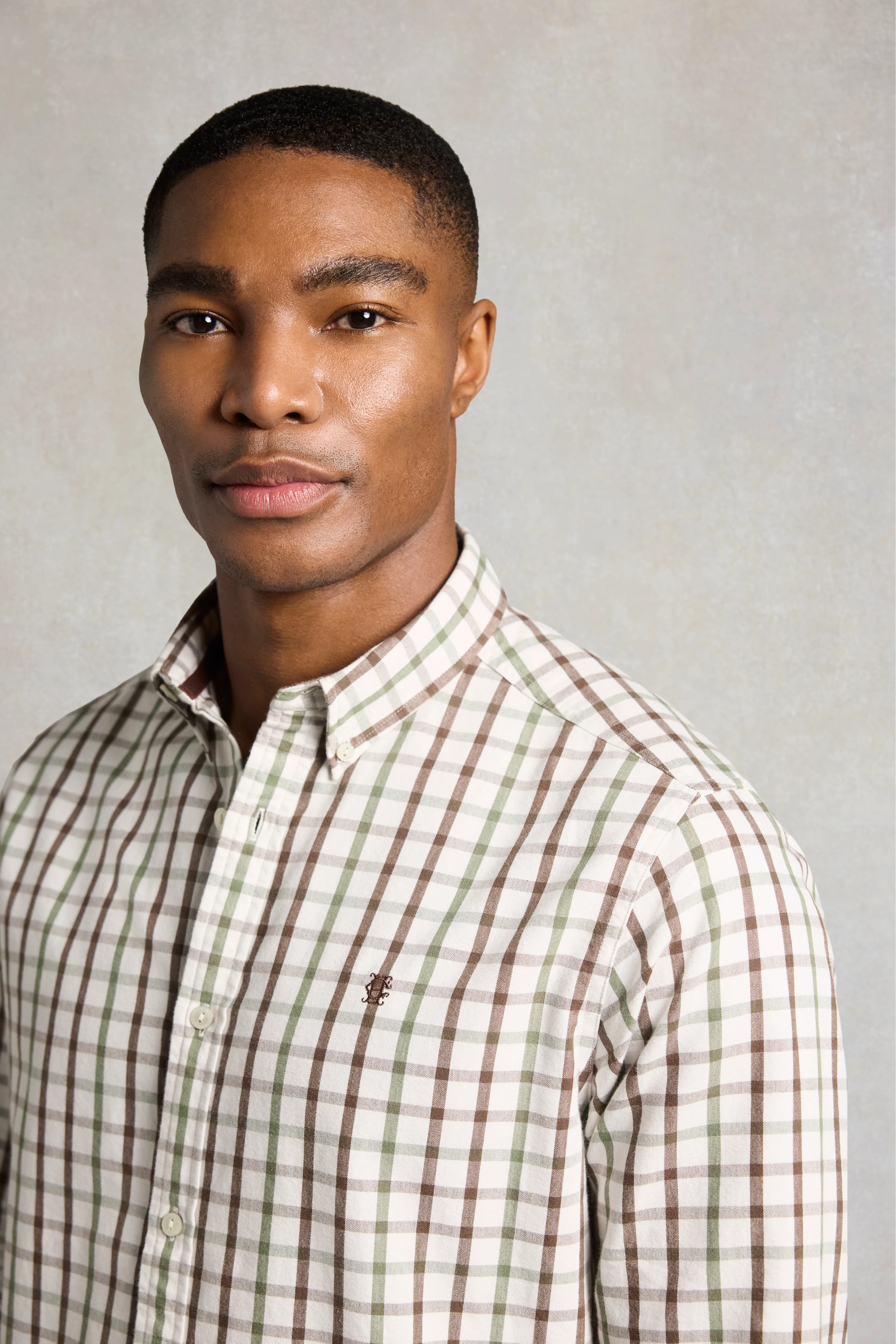 Men's Relaxed Fit Button Down Shirt (Bourton Green Check) - Image 5
