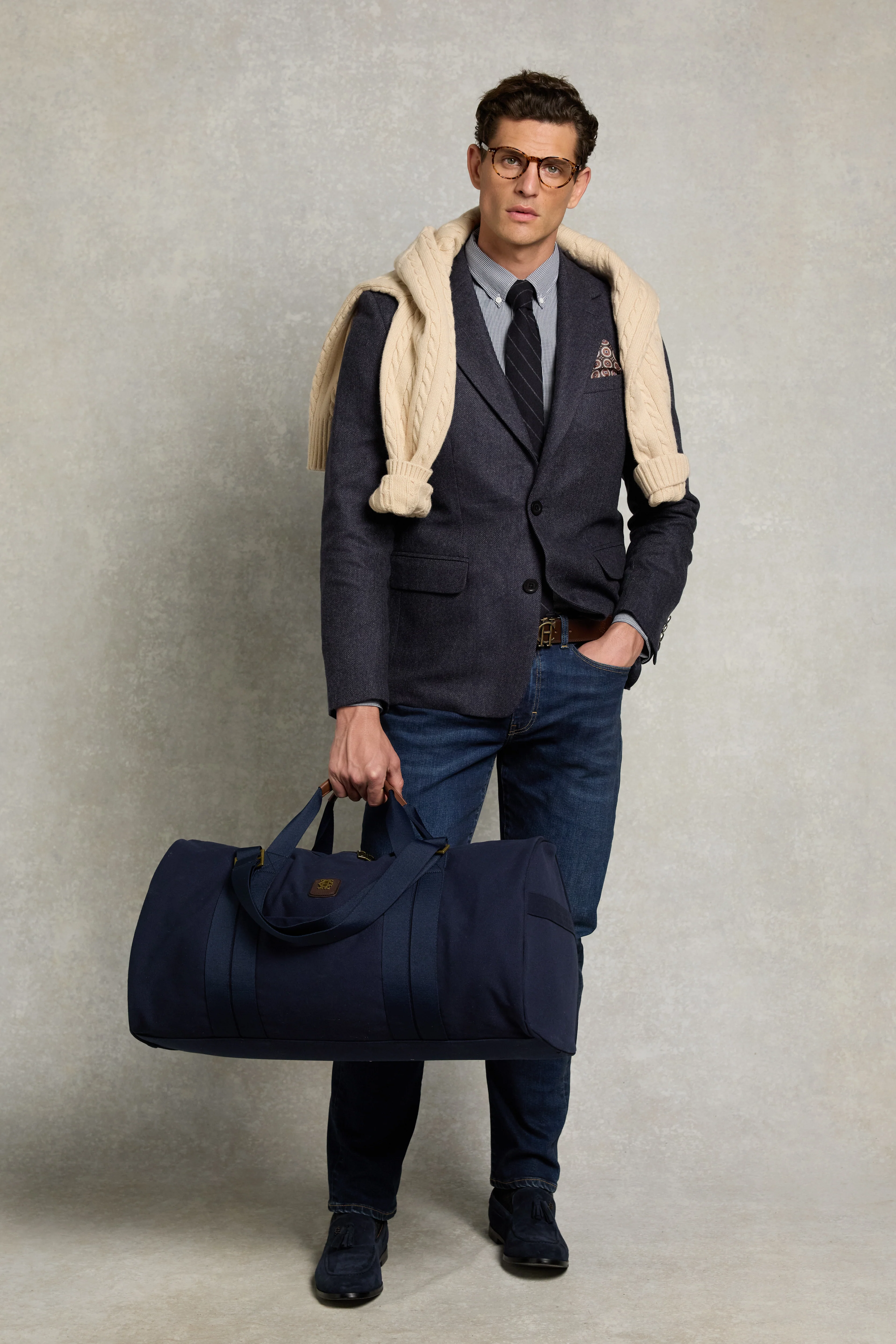 Men's Tailored Fit Button Down Shirt (Micro Navy Gingham) - Image 4