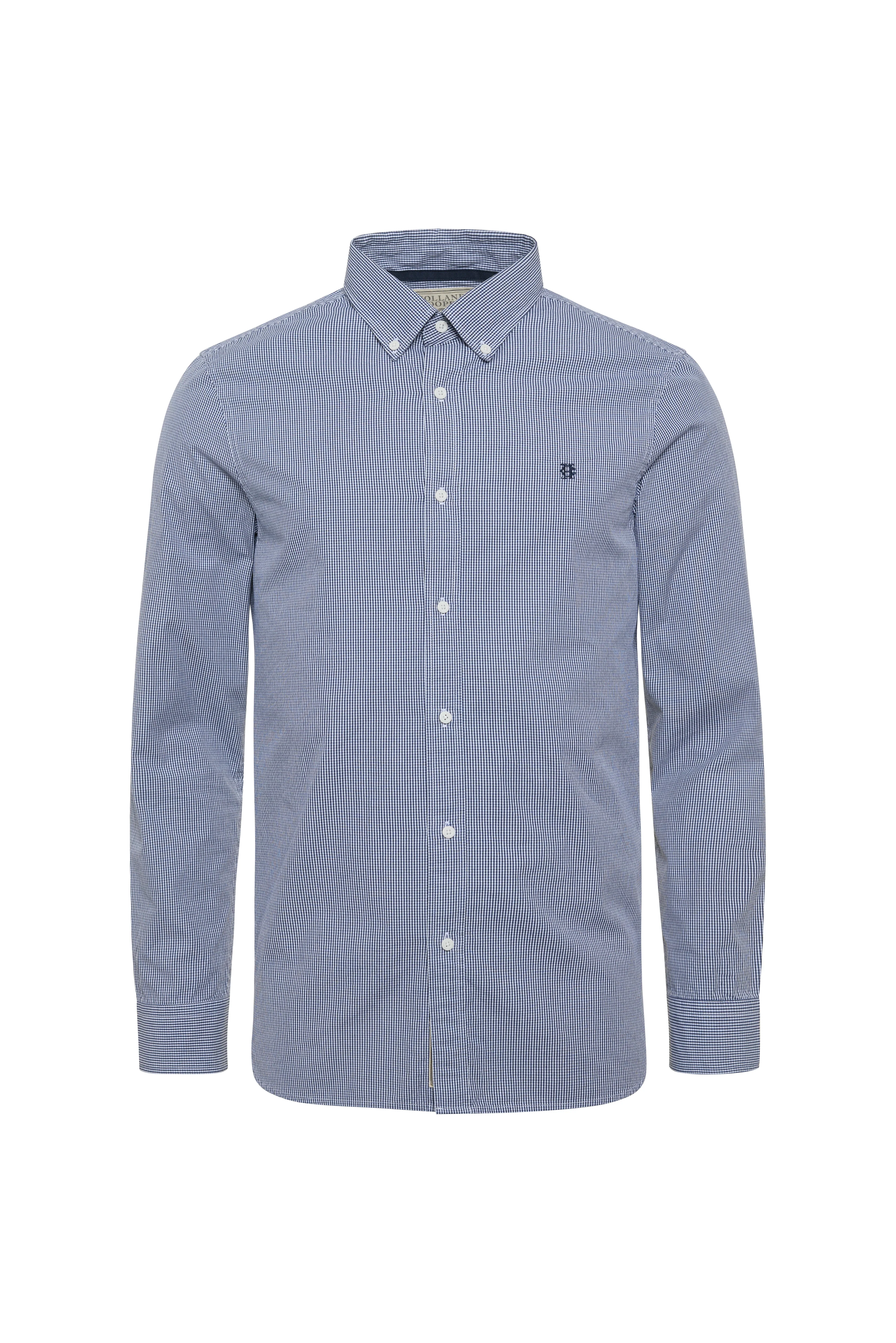 Men's Tailored Fit Button Down Shirt (Micro Navy Gingham) - Image 7