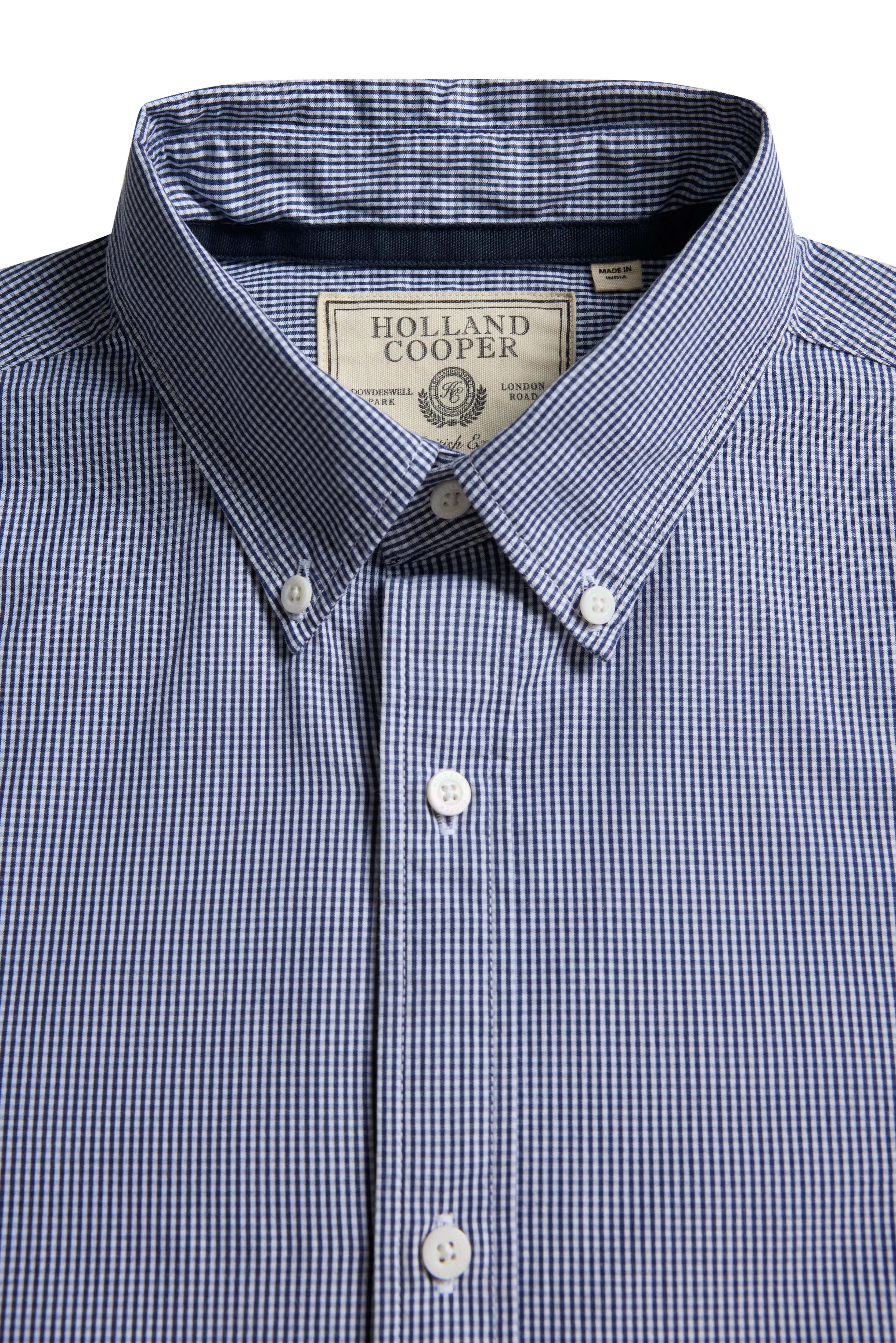 Men's Tailored Fit Button Down Shirt (Micro Navy Gingham) - Image 8