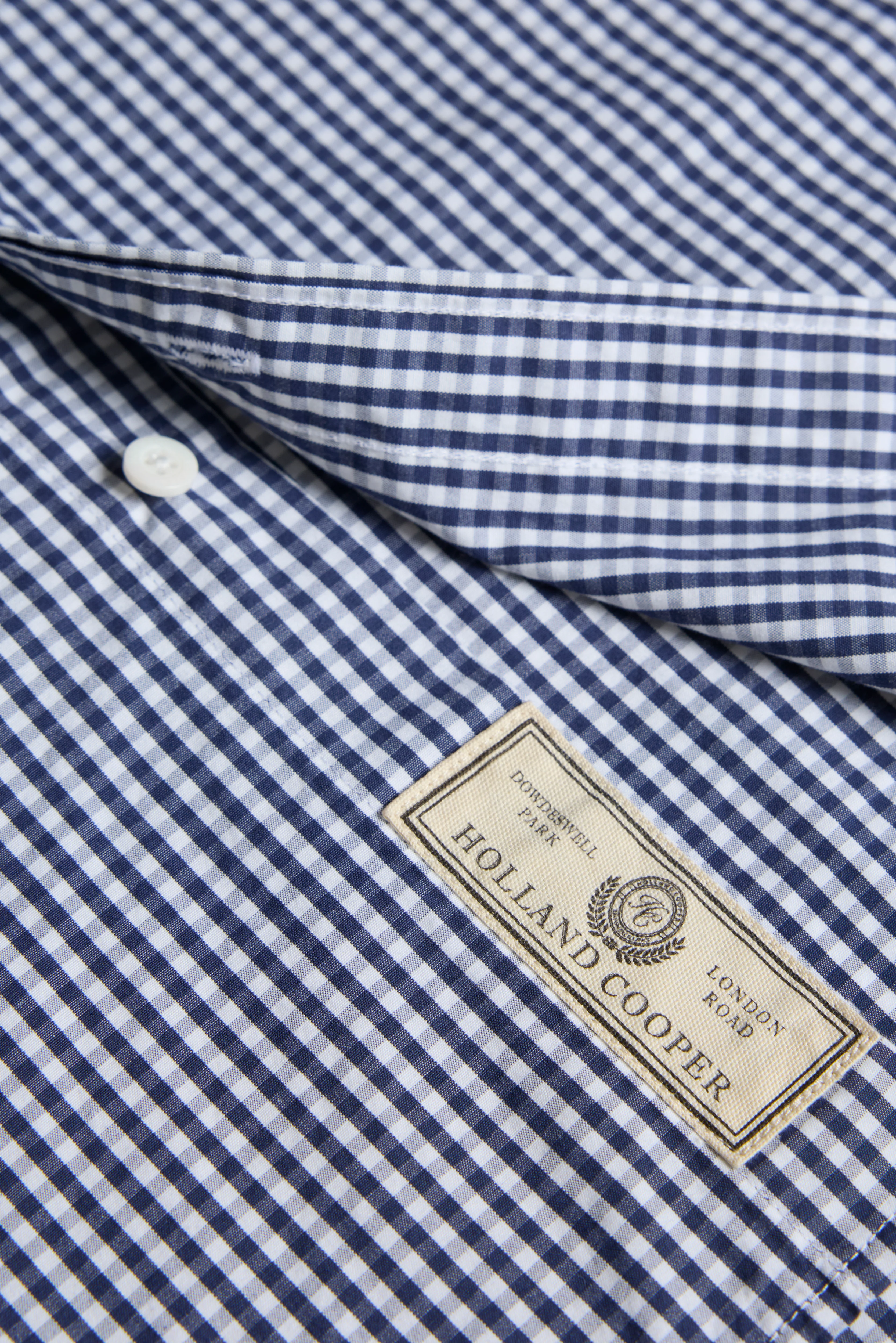 Men's Tailored Fit Button Down Shirt (Navy Gingham) - Image 7