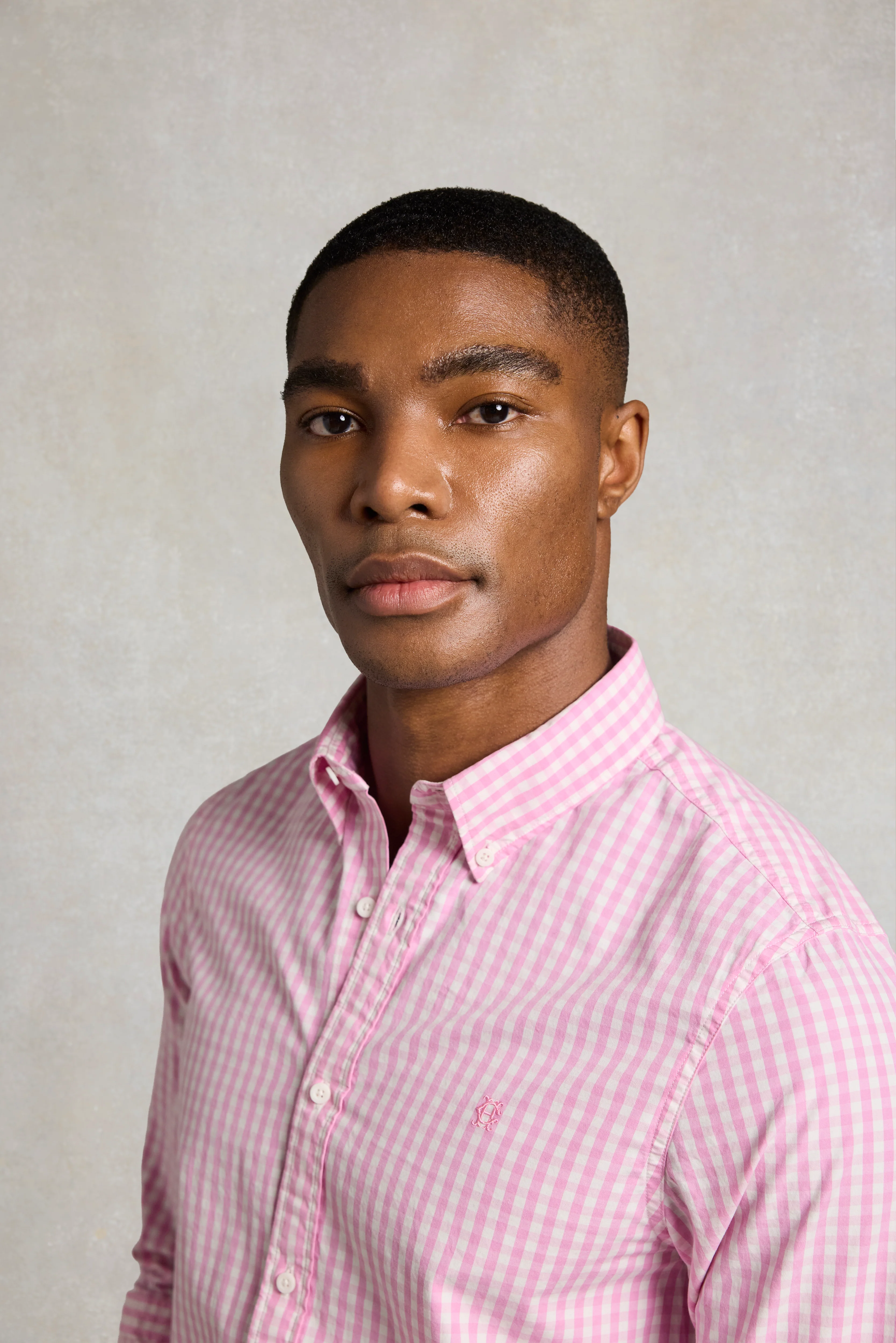 Men's Tailored Fit Button Down Shirt (Pink Gingham) - Image 3