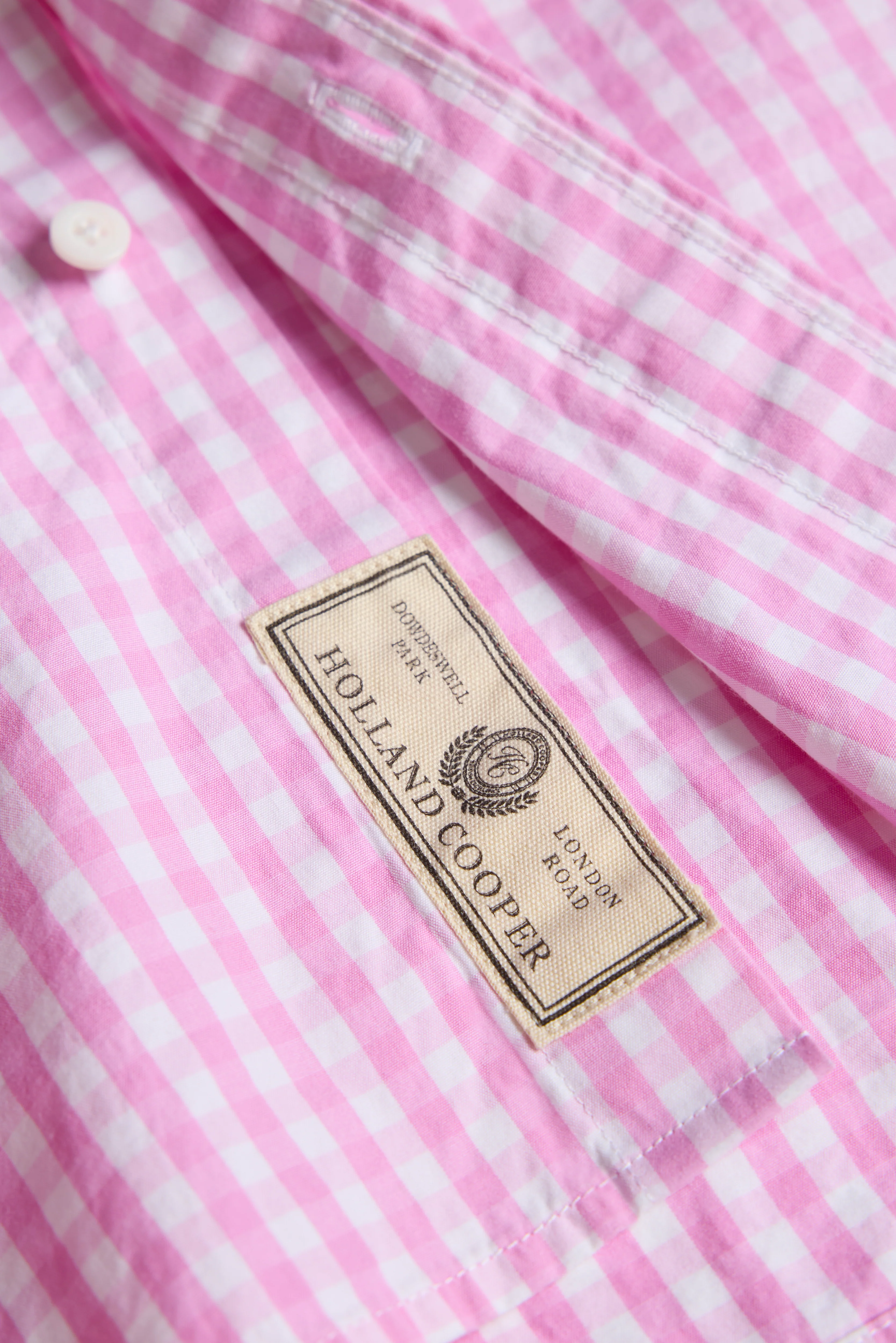 Men's Tailored Fit Button Down Shirt (Pink Gingham) - Image 9