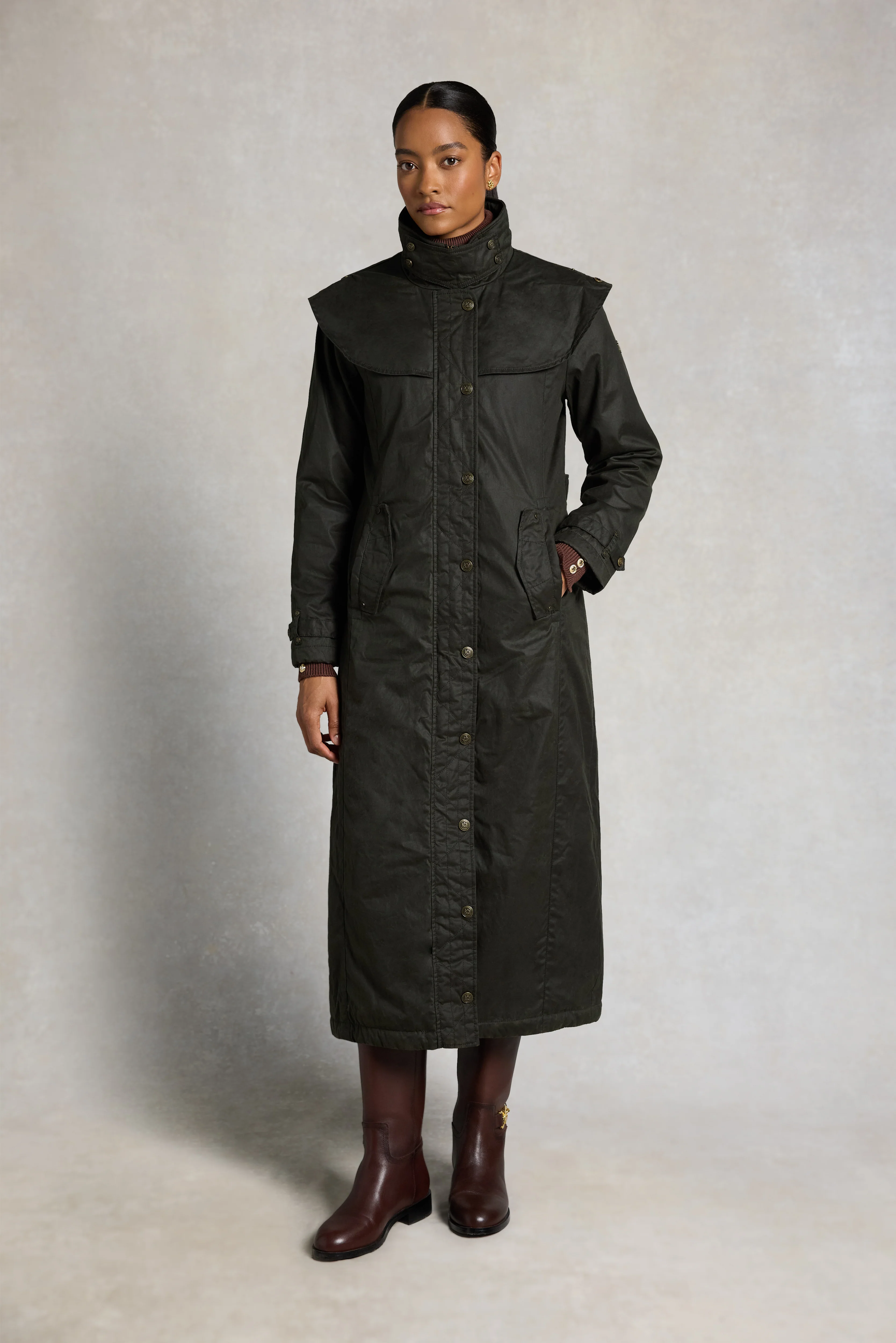 Merissa Wax Stockman Coat (Dark Olive)