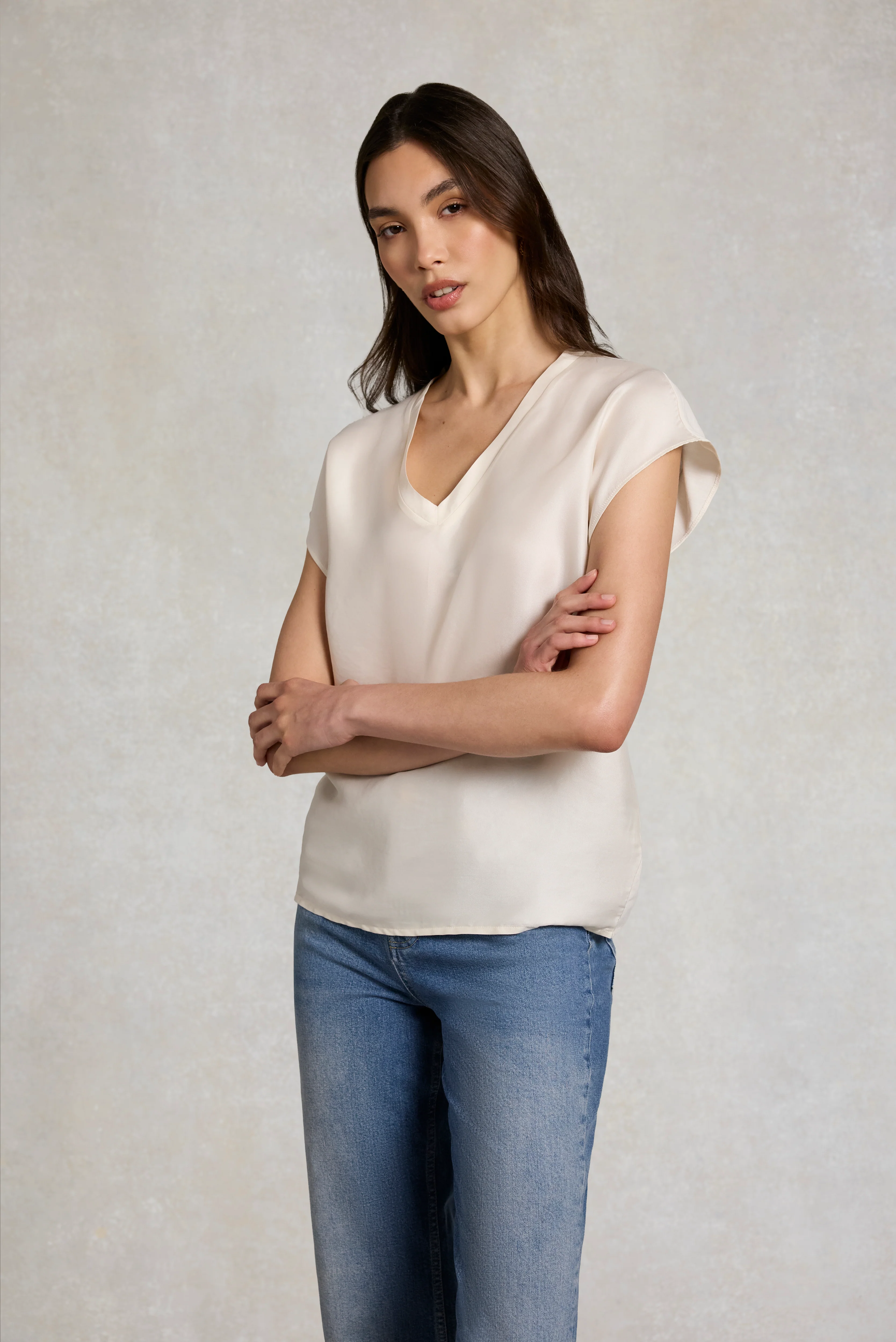 Mila V Neck Top (Natural) - Image 2