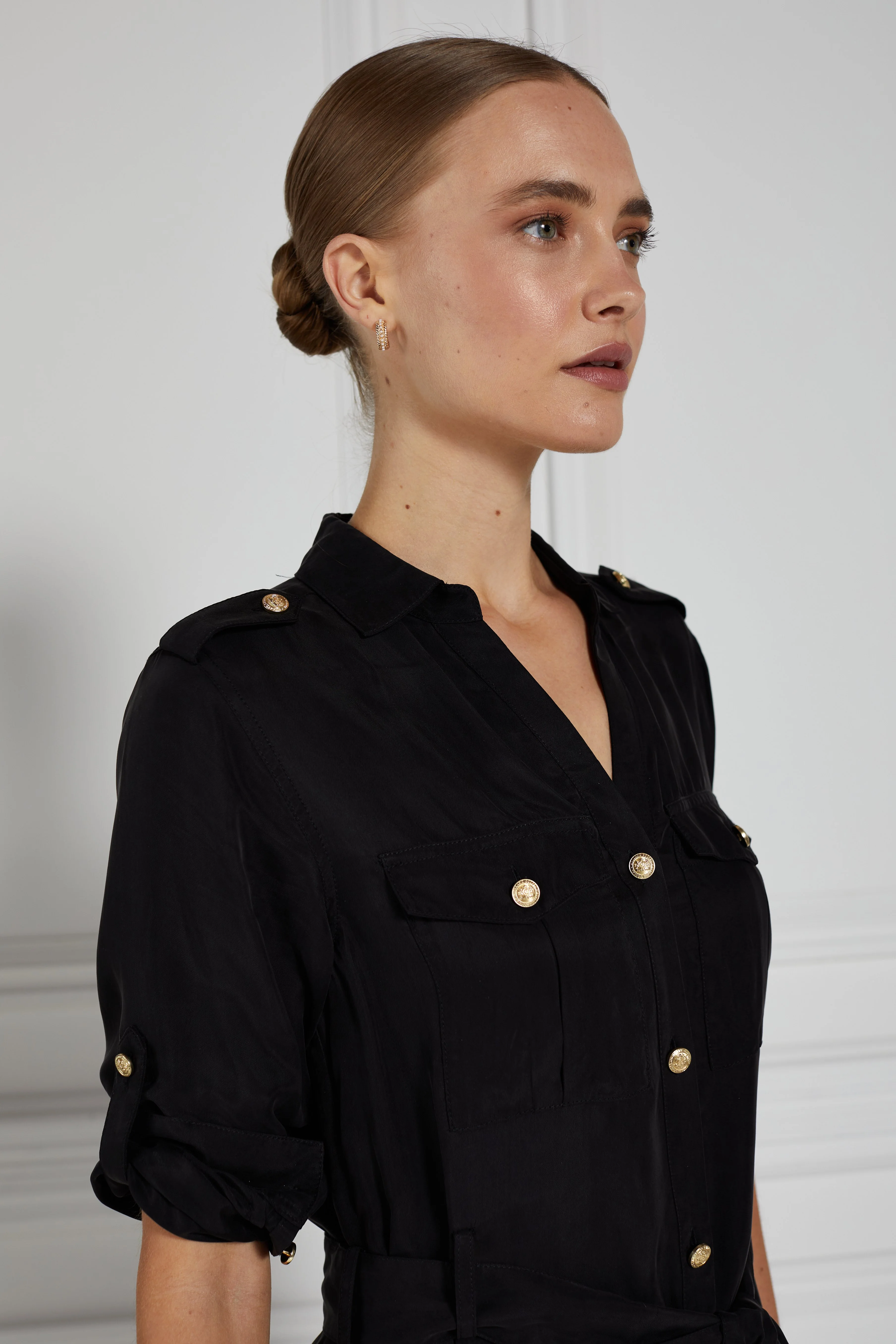 Military Midi Dress (Black) - Image 5