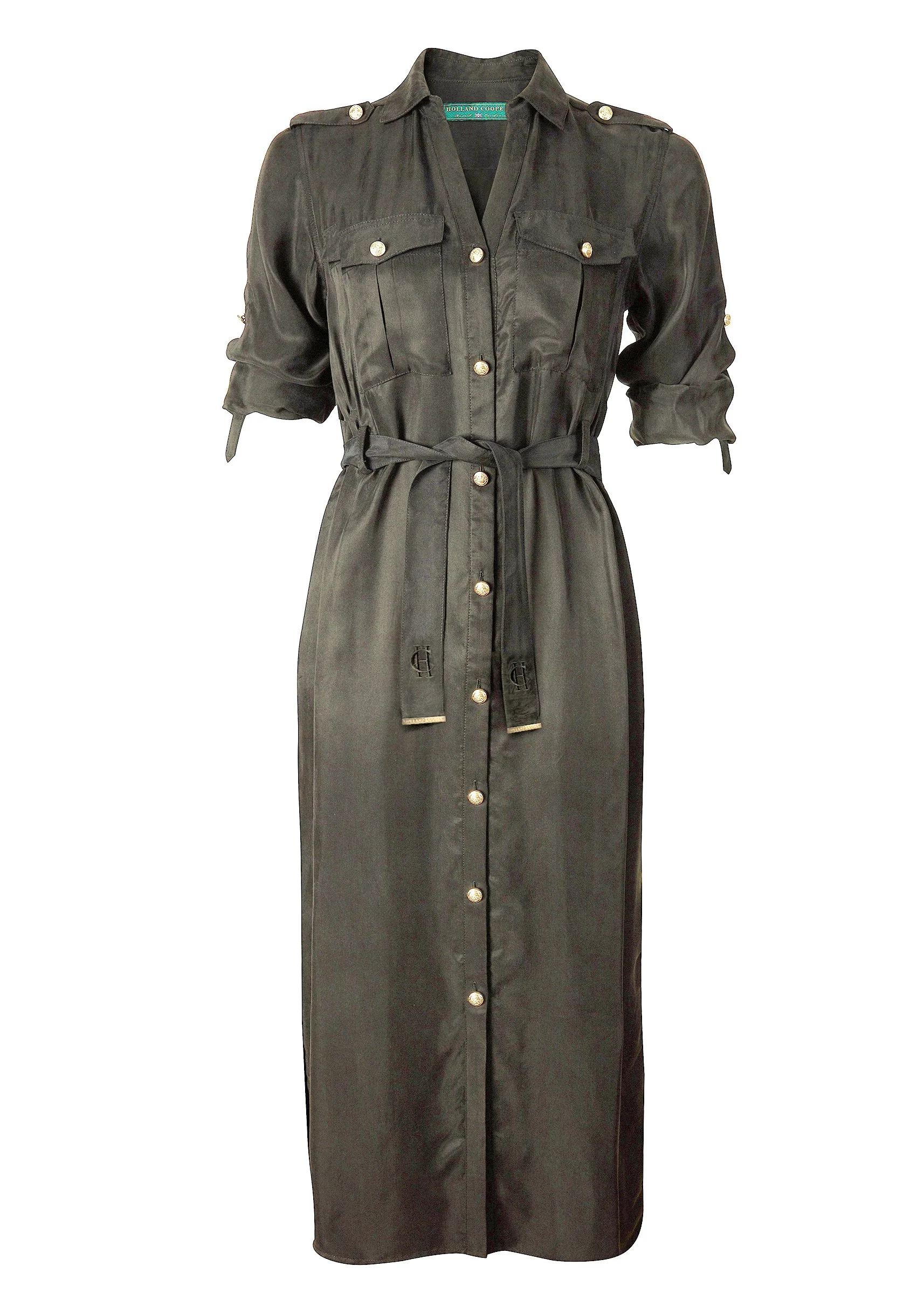 Military Midi Dress (Khaki) - Image 4