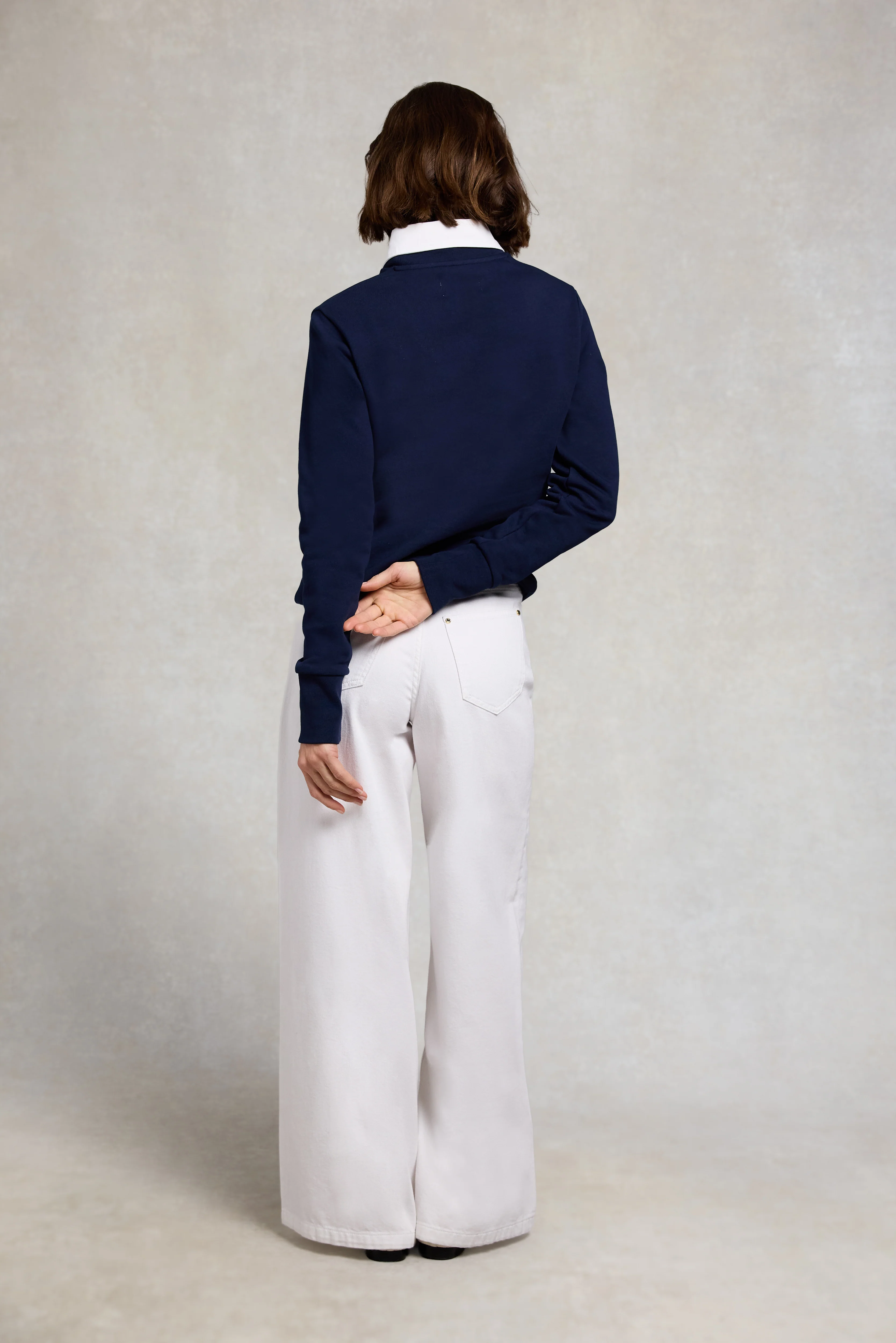 Mock Collar Crew Neck Sweat (Navy) - Image 5