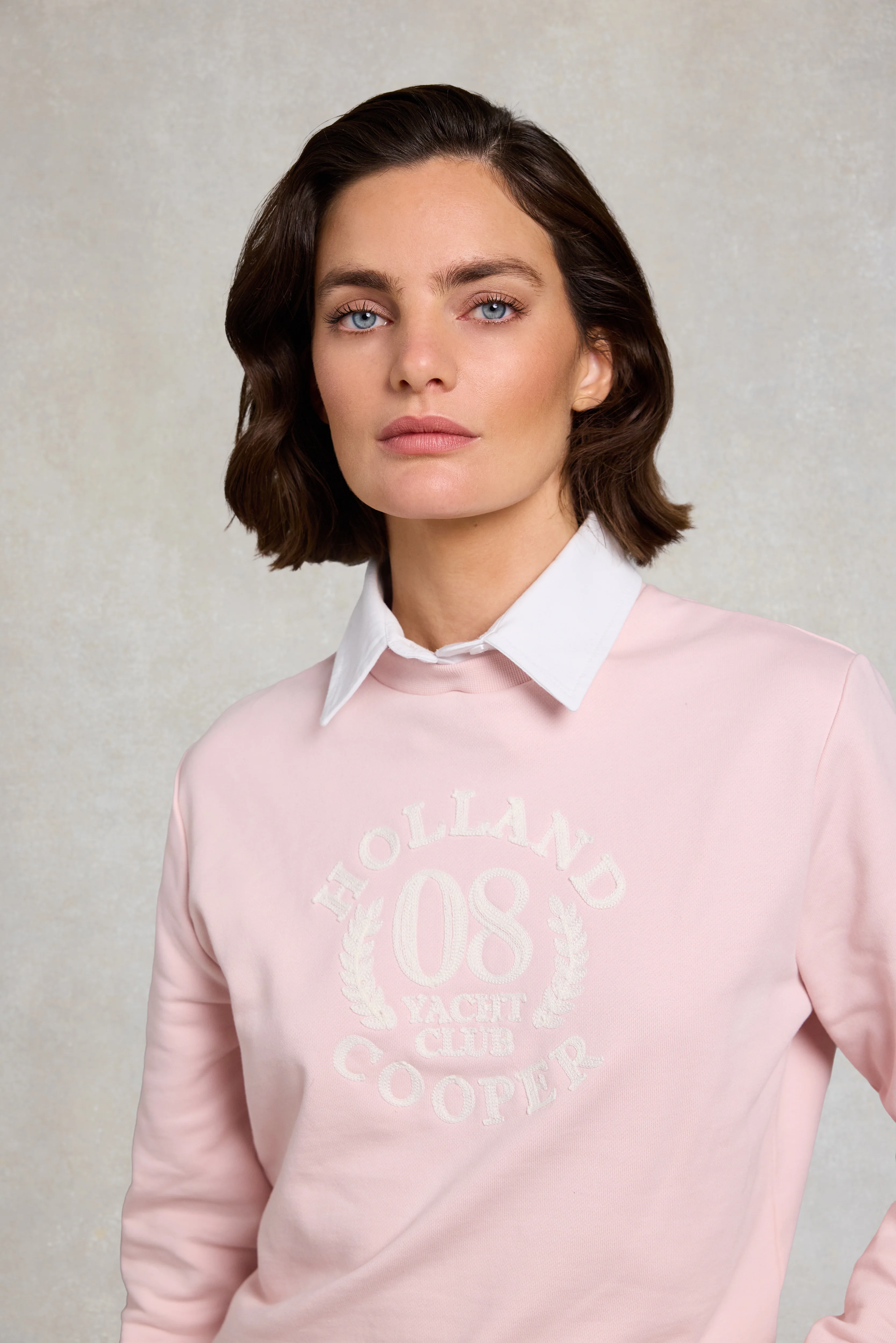 Mock Collar Crew Neck Sweat (Pink) - Image 2