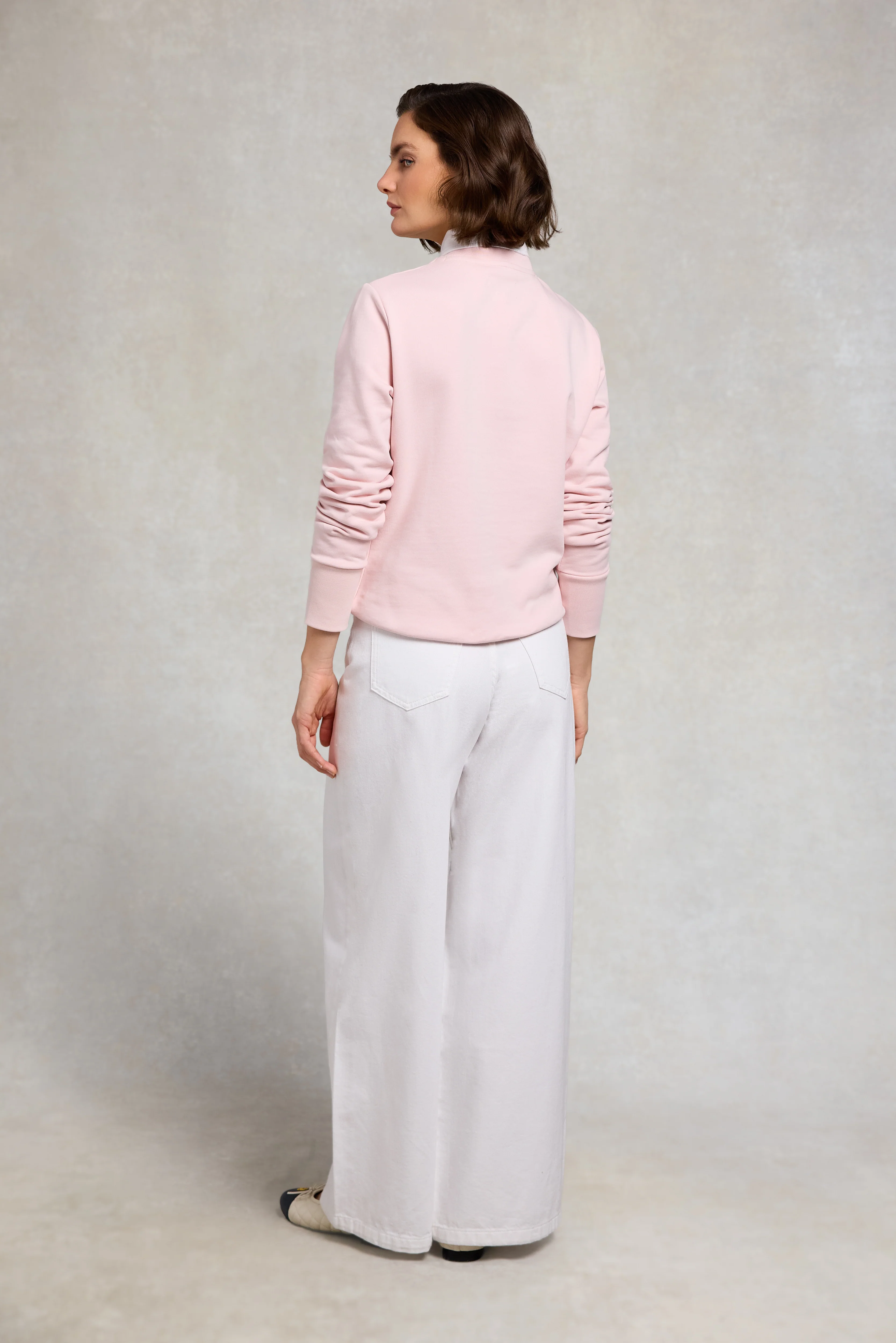 Mock Collar Crew Neck Sweat (Pink) - Image 6