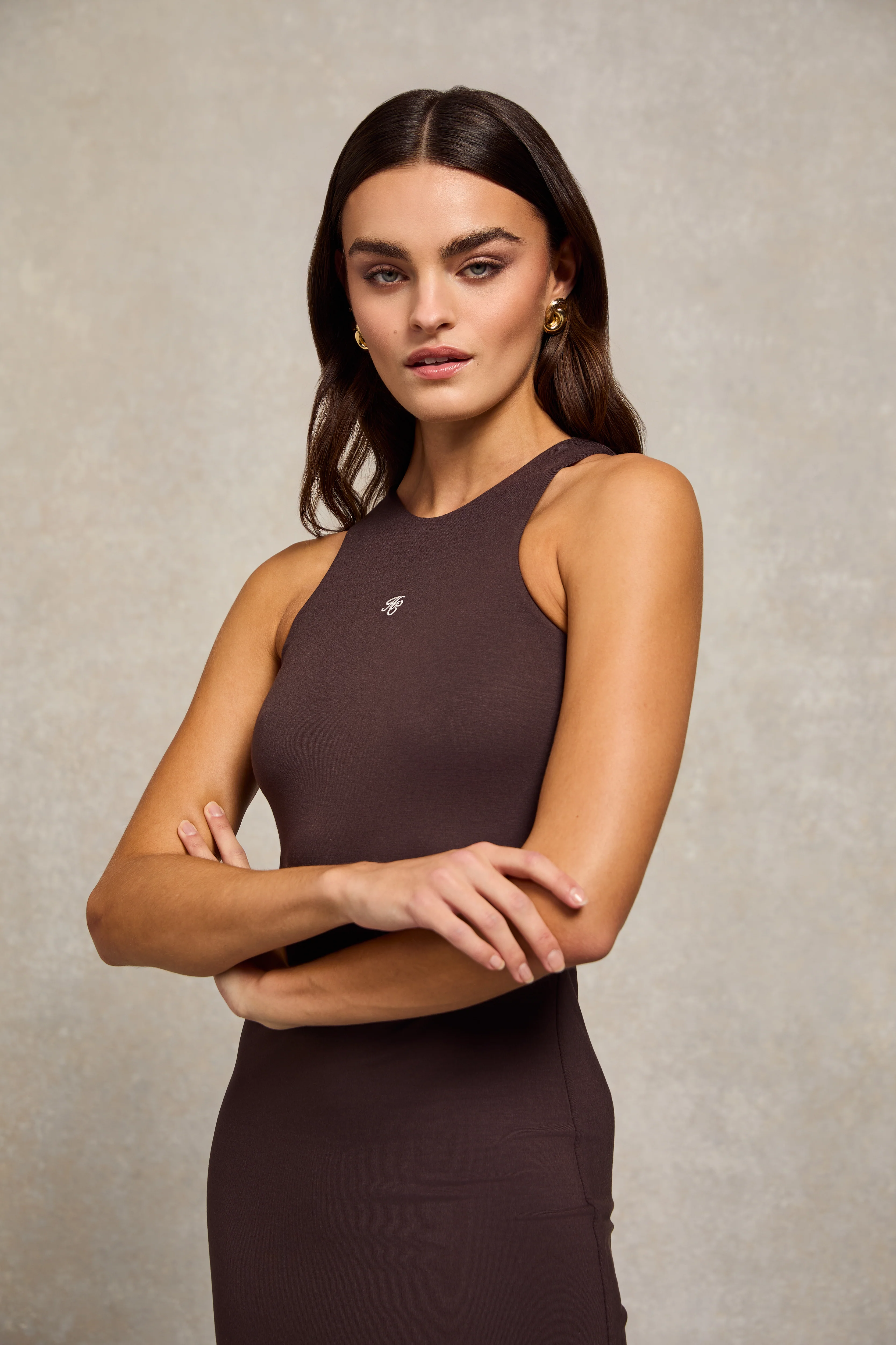 Monogram Maxi Dress (Chocolate) - Image 2