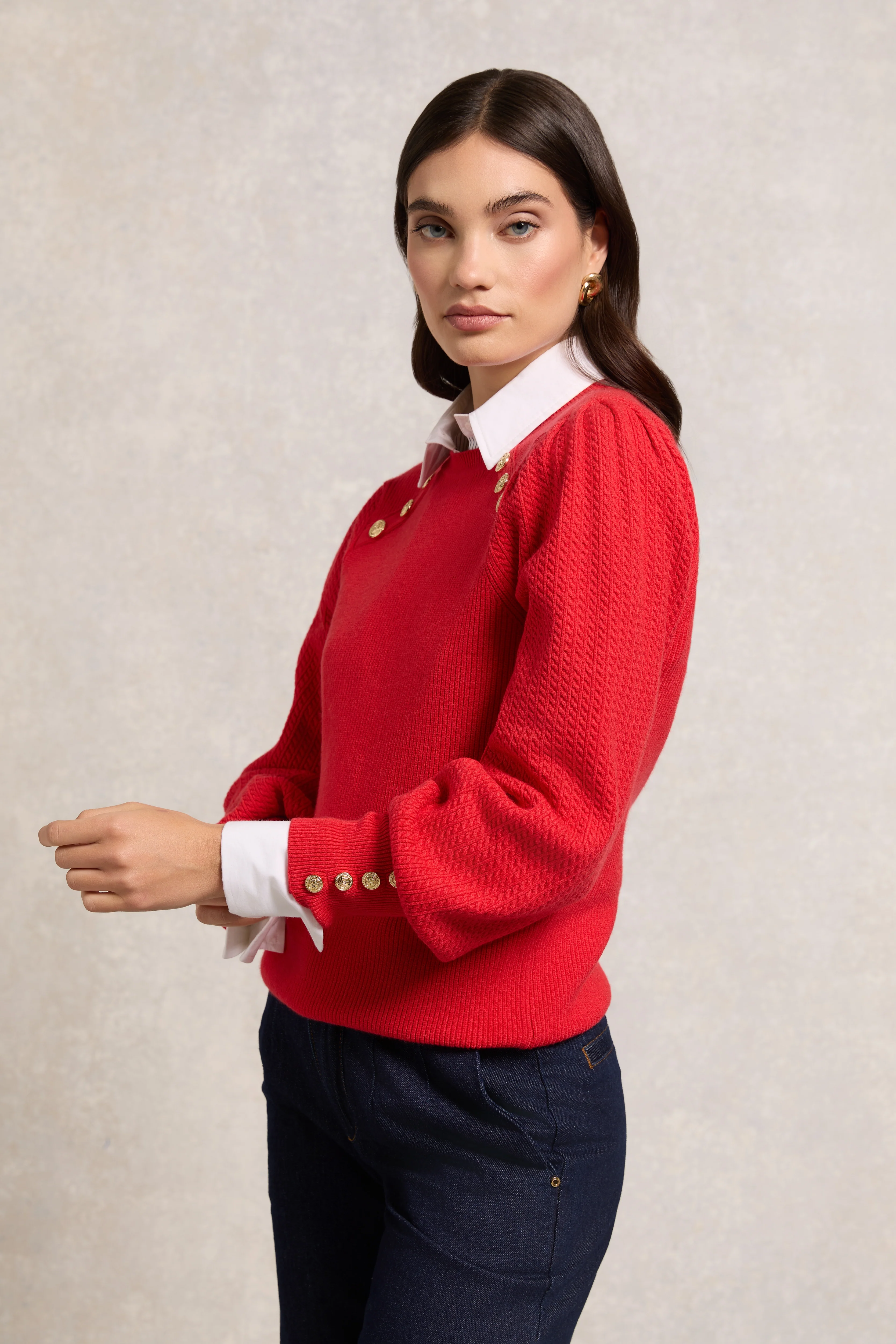 Naomi Crew Neck Knit (Hot Coral) - Image 2