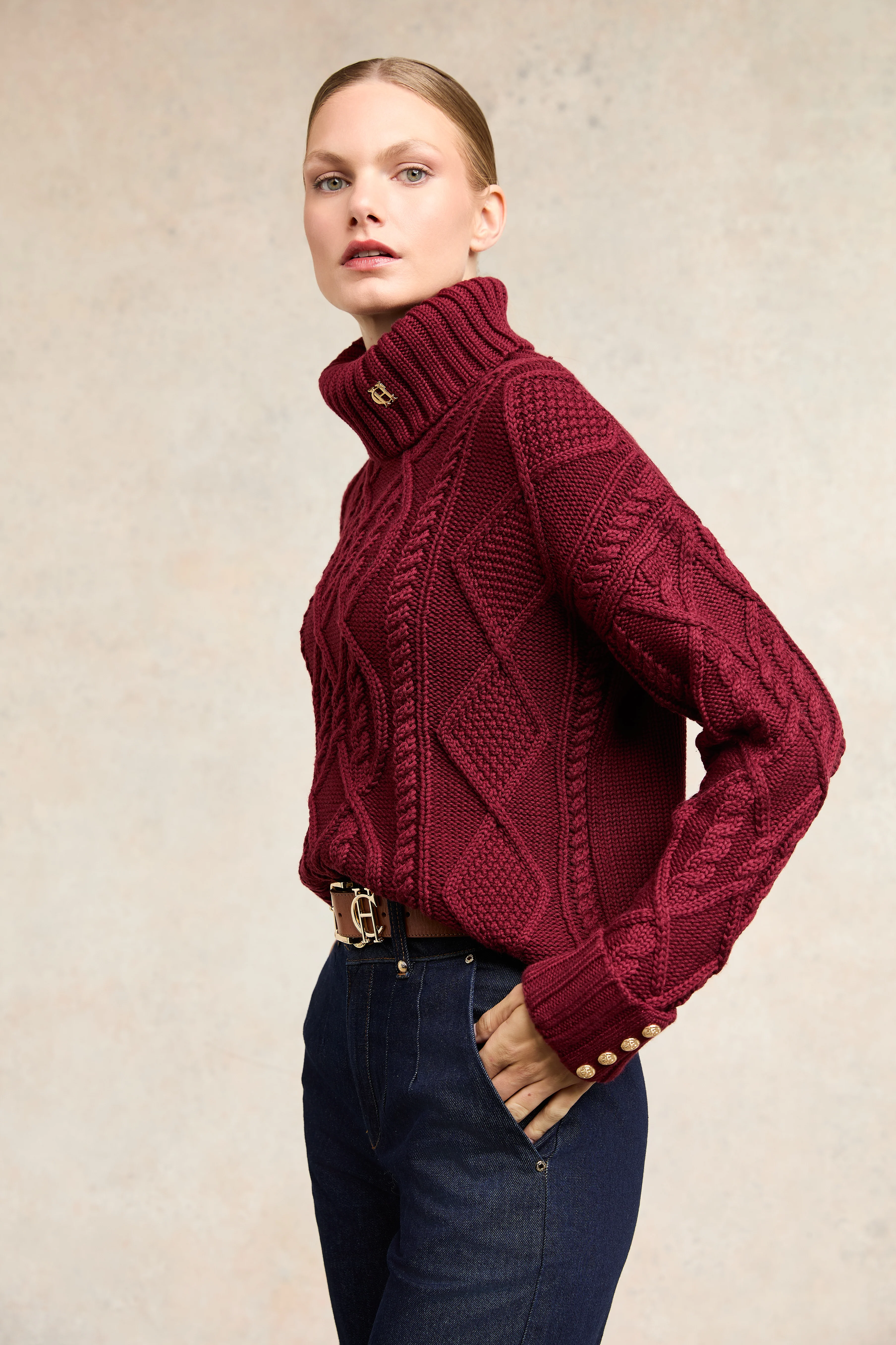 Noveli Cable Knit (Wine) - Image 8