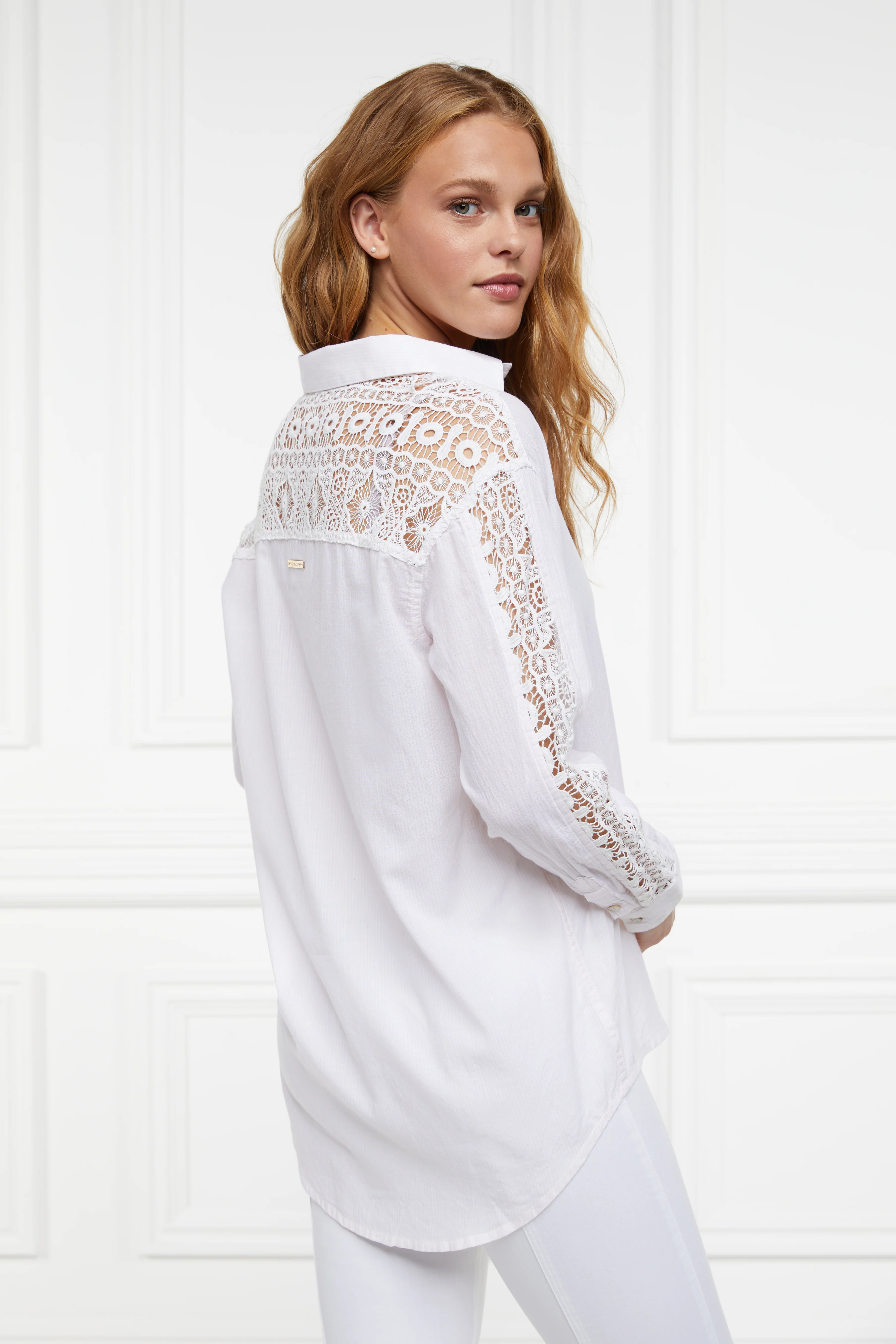 Oversized Cotton Lace Shirt (Pink Stripe) - Image 2