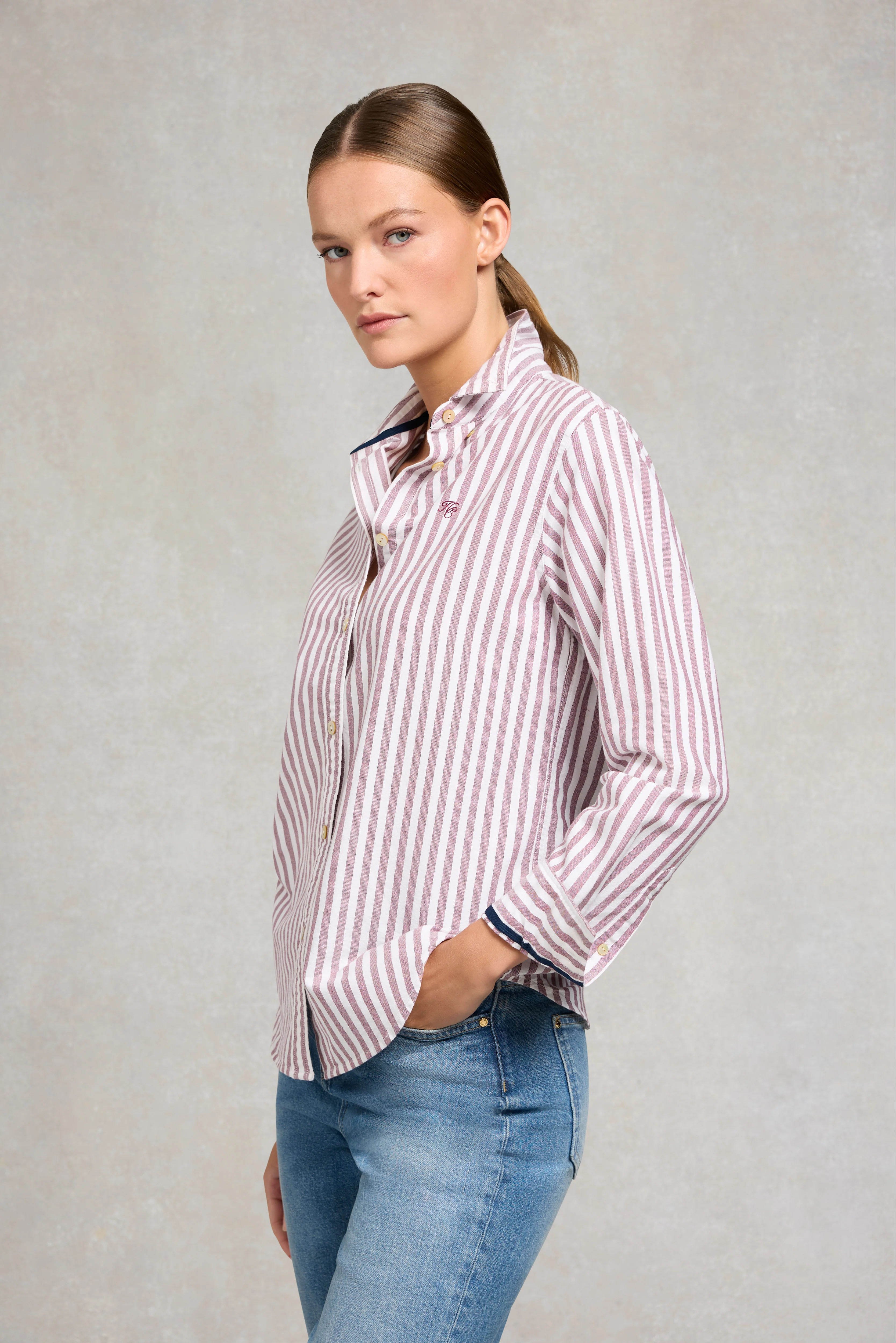 Oxford Shirt (Burgundy Stripe) - Image 4