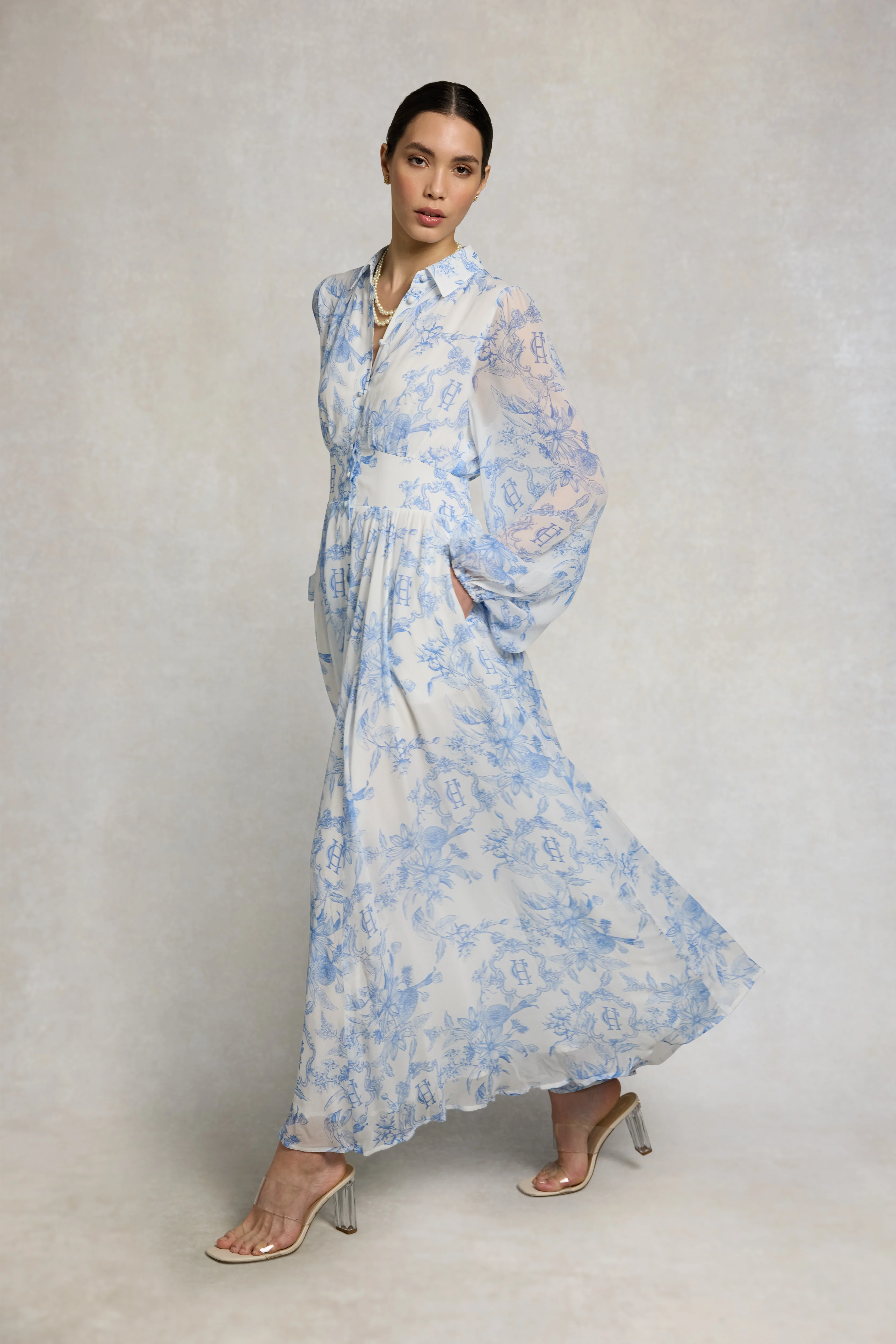 Paros Shirt Dress (English Blue Garden) - Image 3