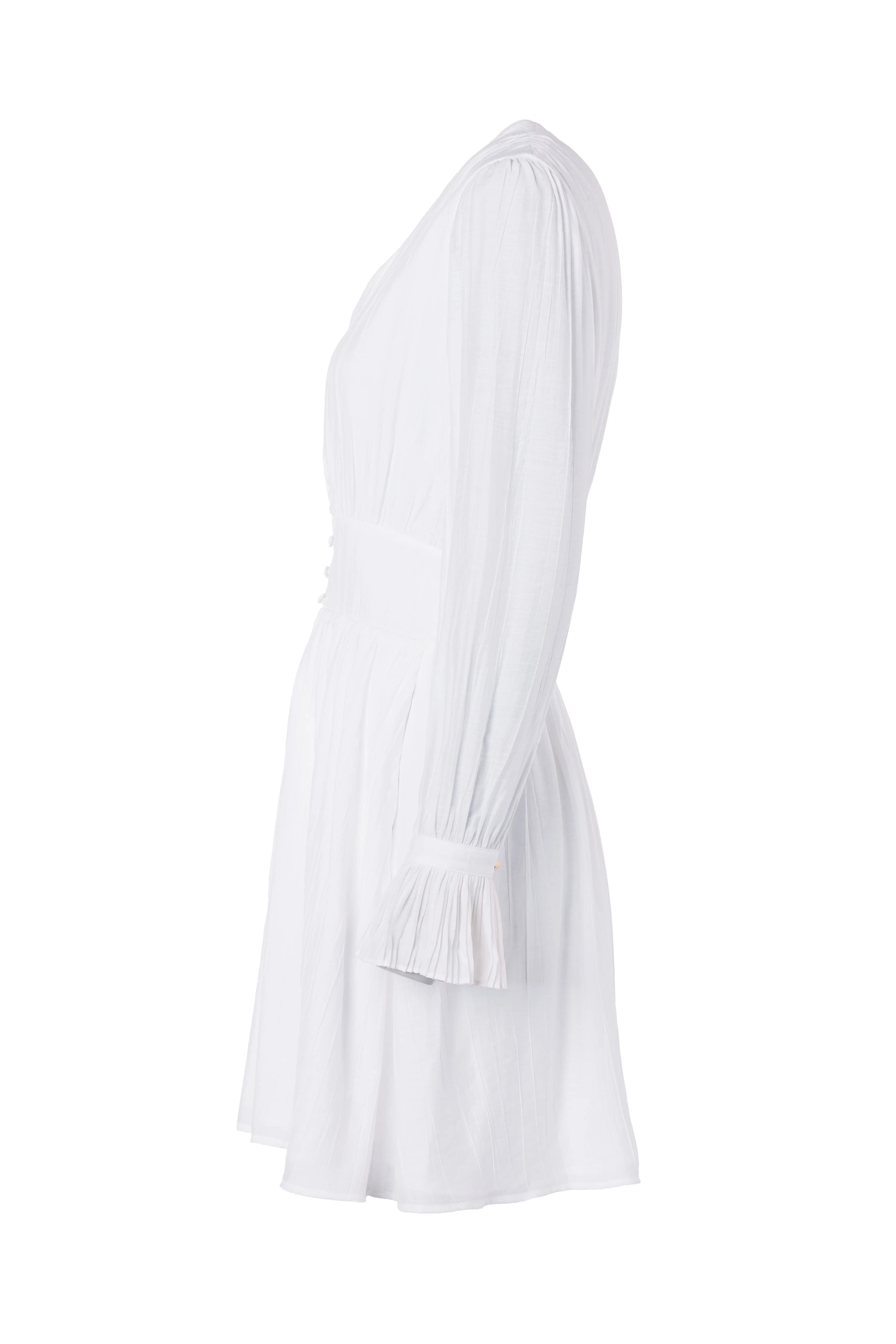 Phoebe V-Neck Mini Dress (White) - Image 10