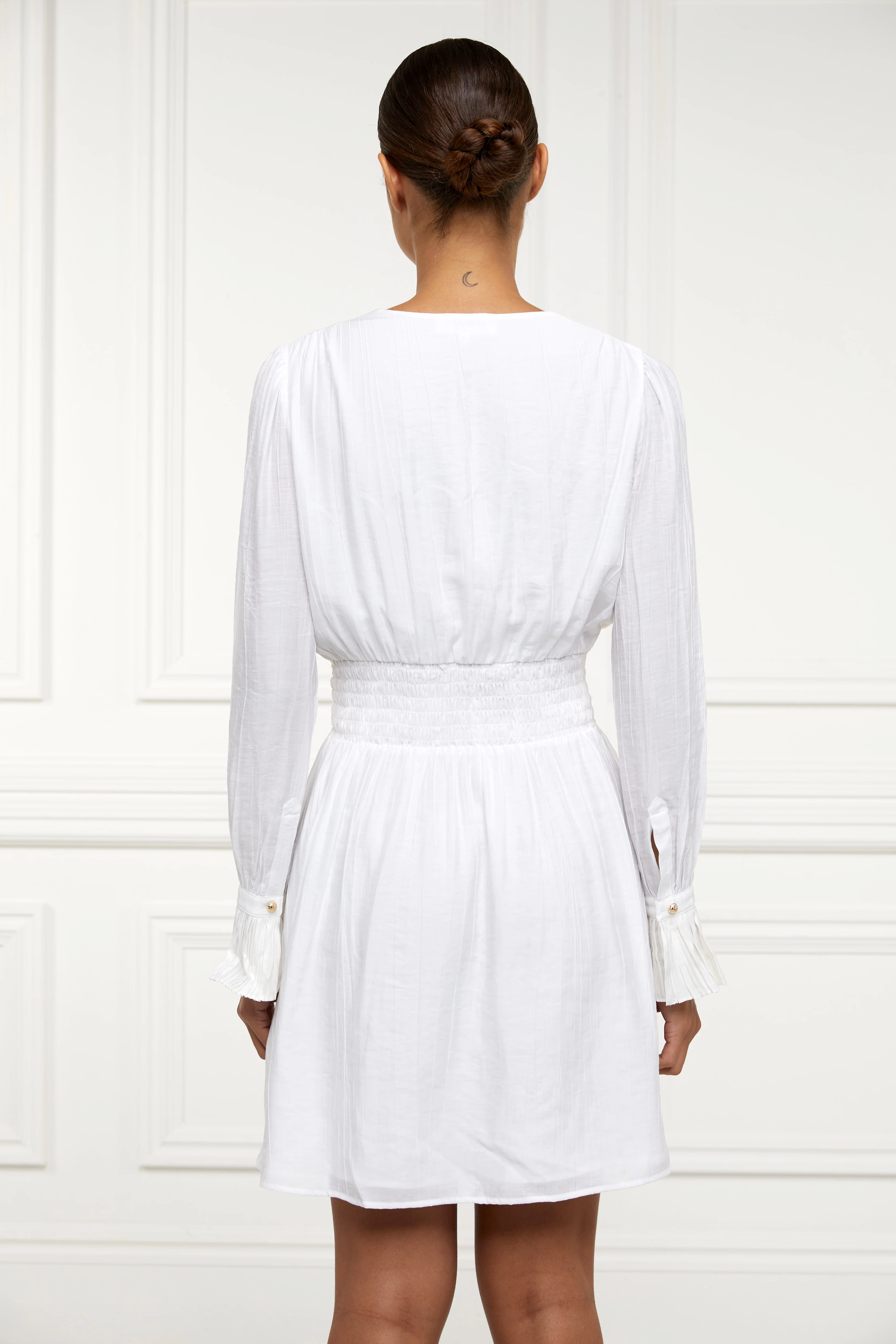 Phoebe V-Neck Mini Dress (White) - Image 6