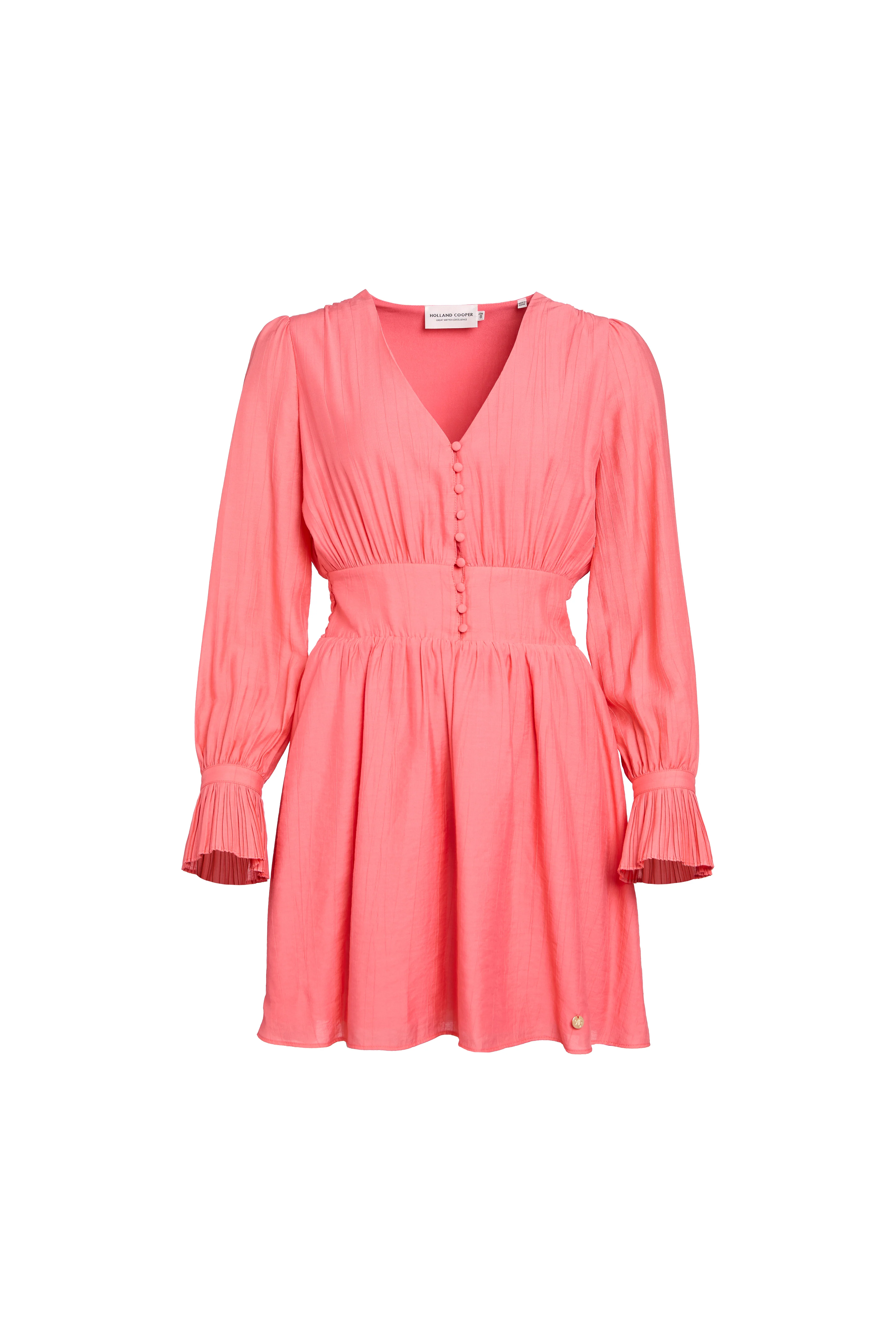 Phoebe V-Neck Mini Dress (Coral) - Image 4