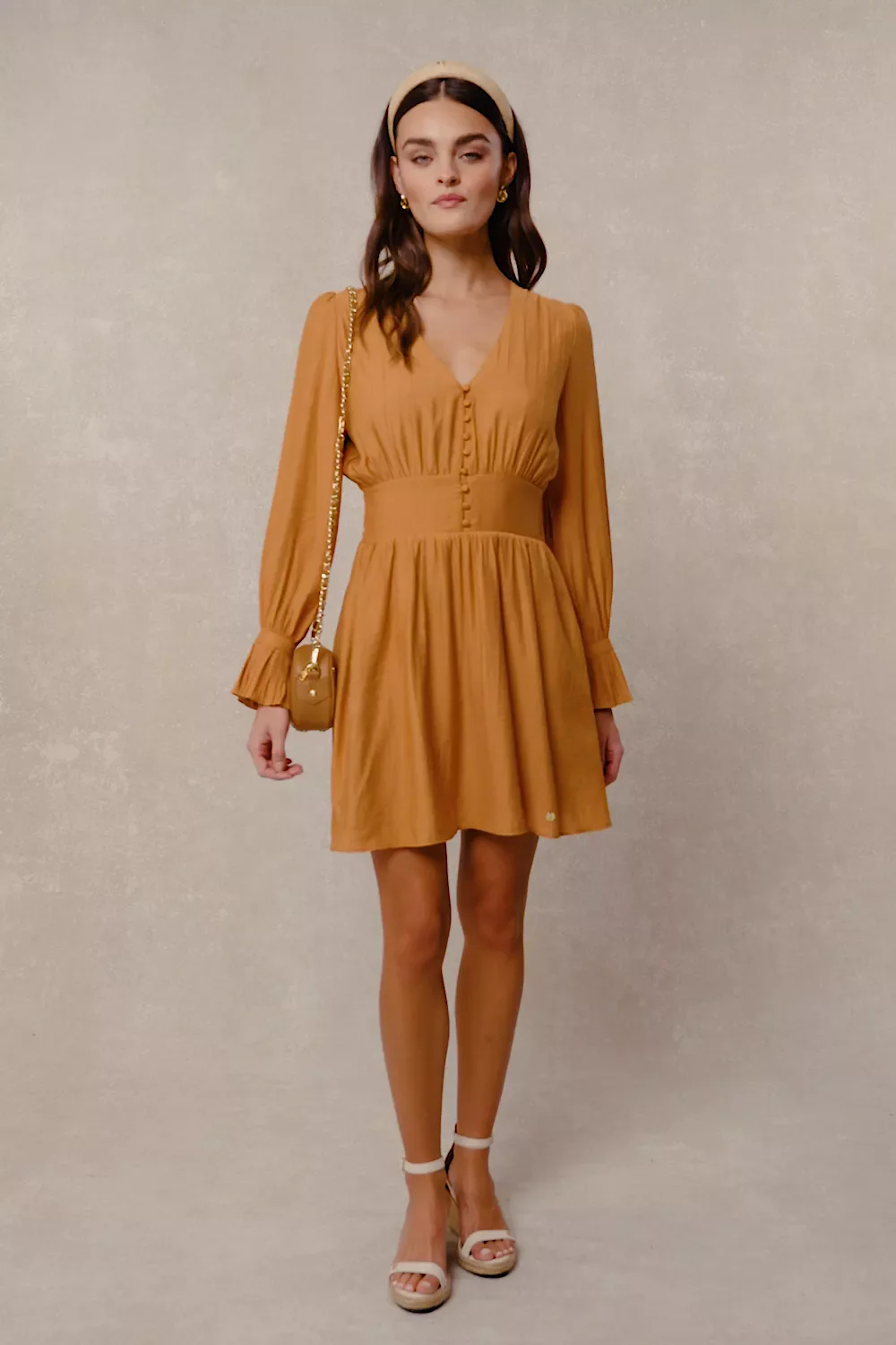 Phoebe V-Neck Mini Dress (Sienna) - Image 5