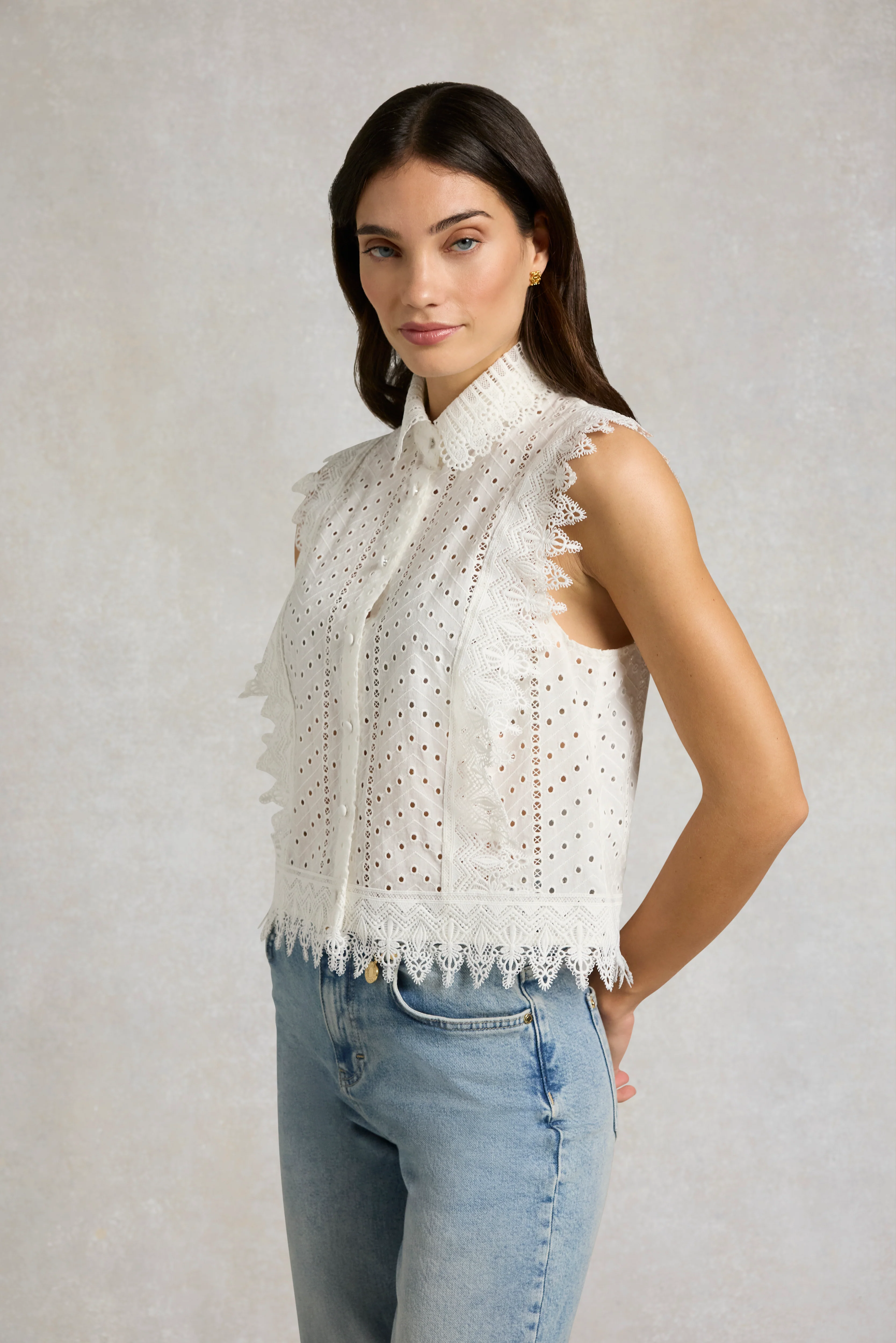 Portofino Sleeveless Blouse (Ivory) - Image 2