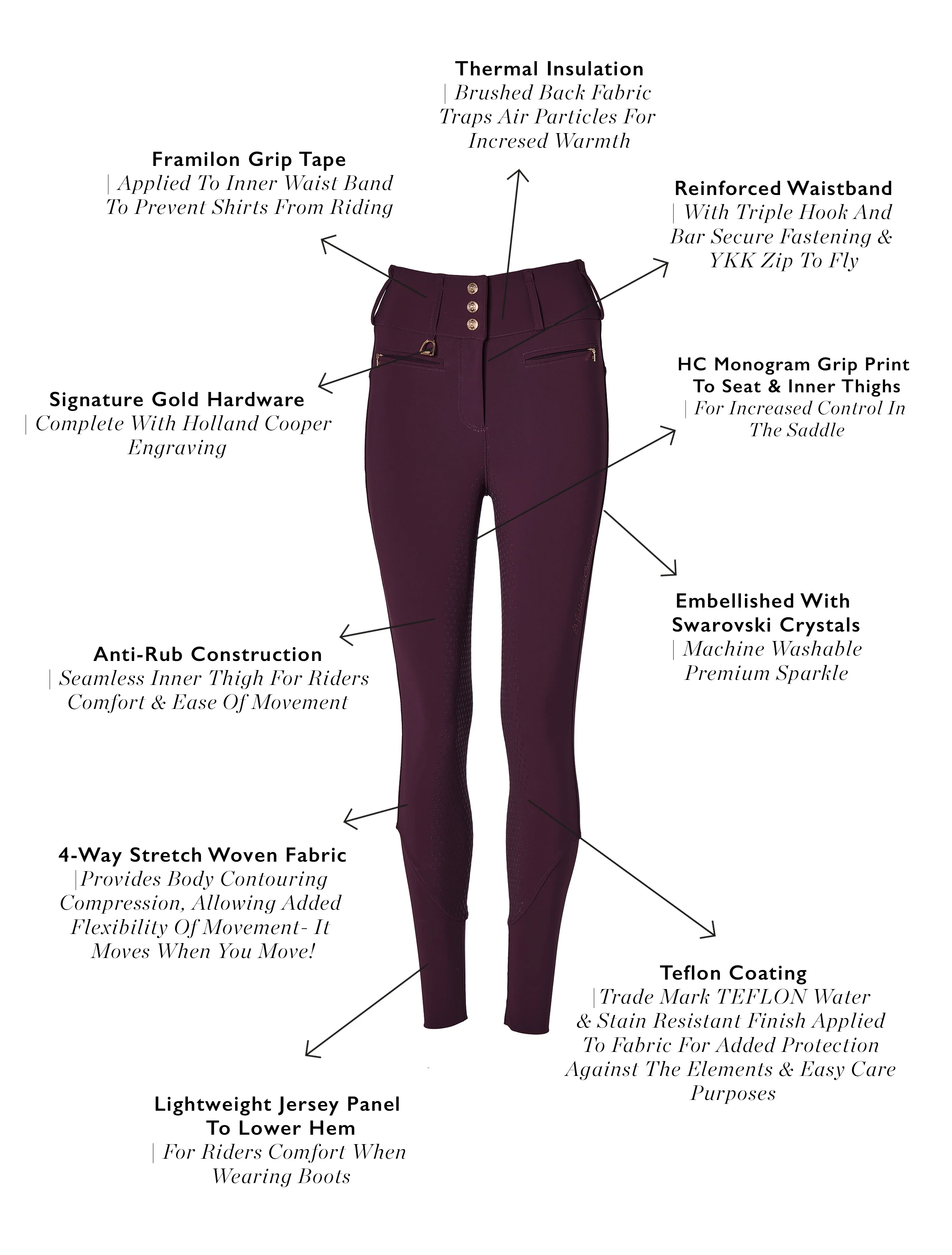 Premium High Rise Breeches (Aubergine) - Image 4
