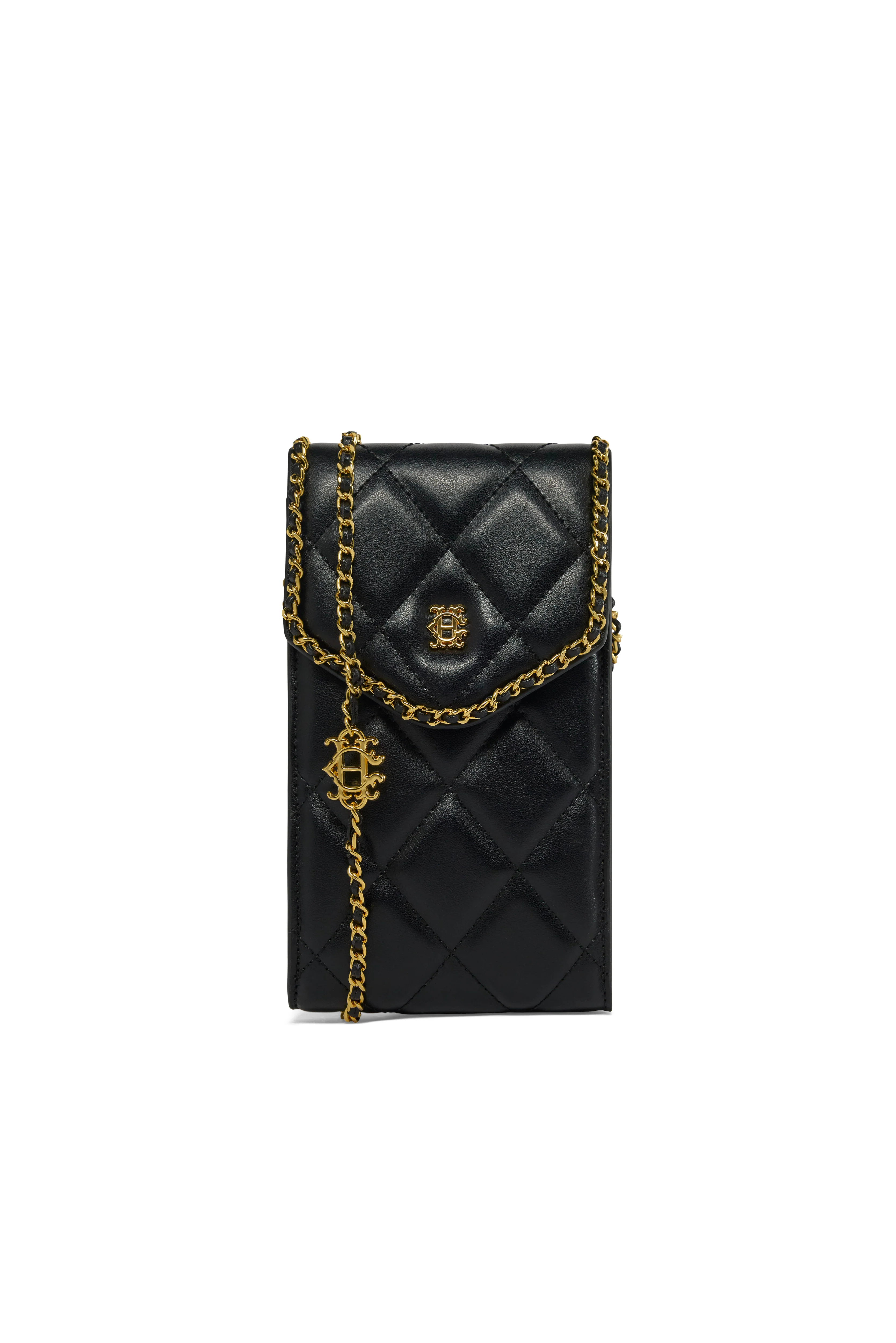 Quilted Chain Crossbody Pouch (Black)