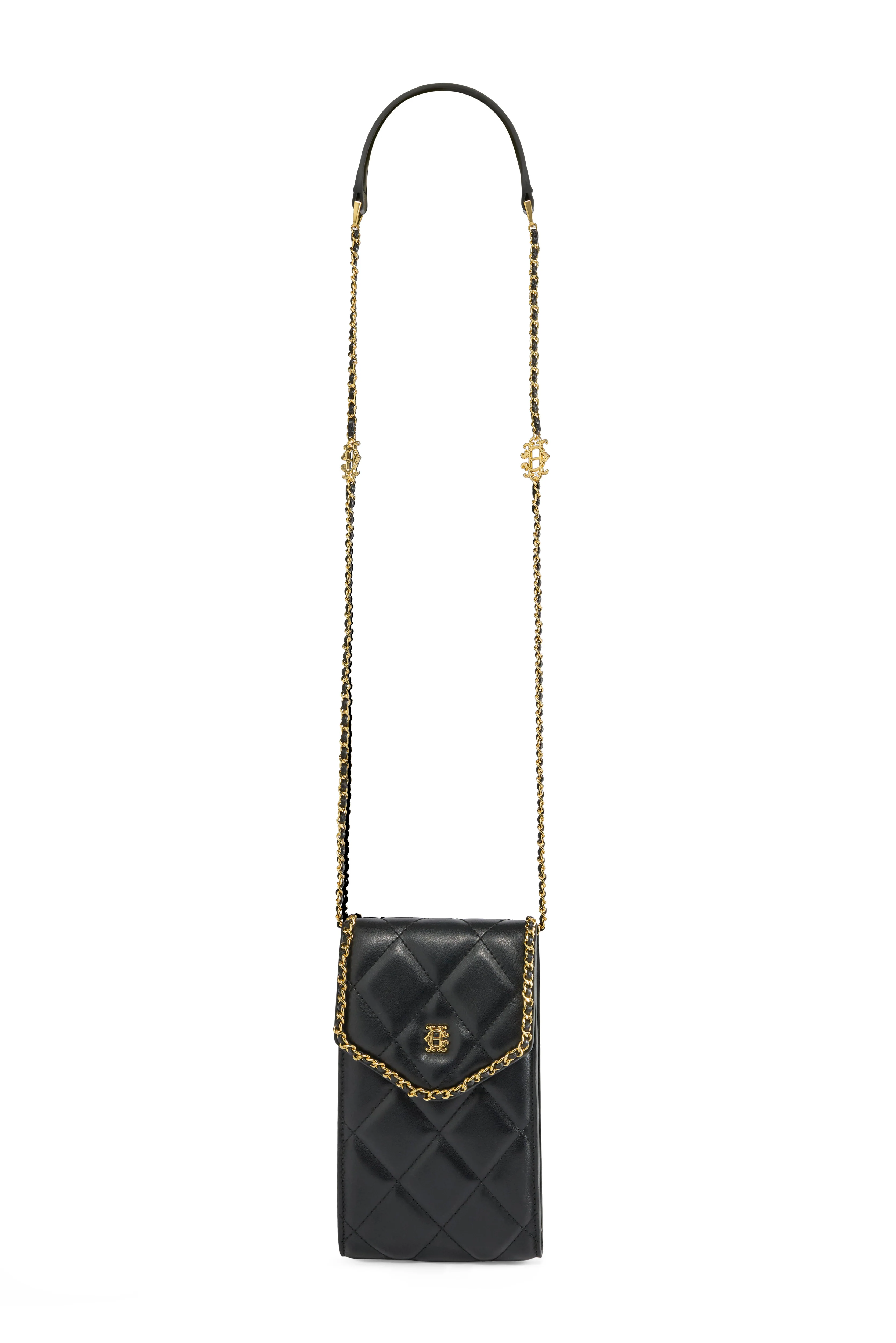 Quilted Chain Crossbody Pouch (Black) - Image 3