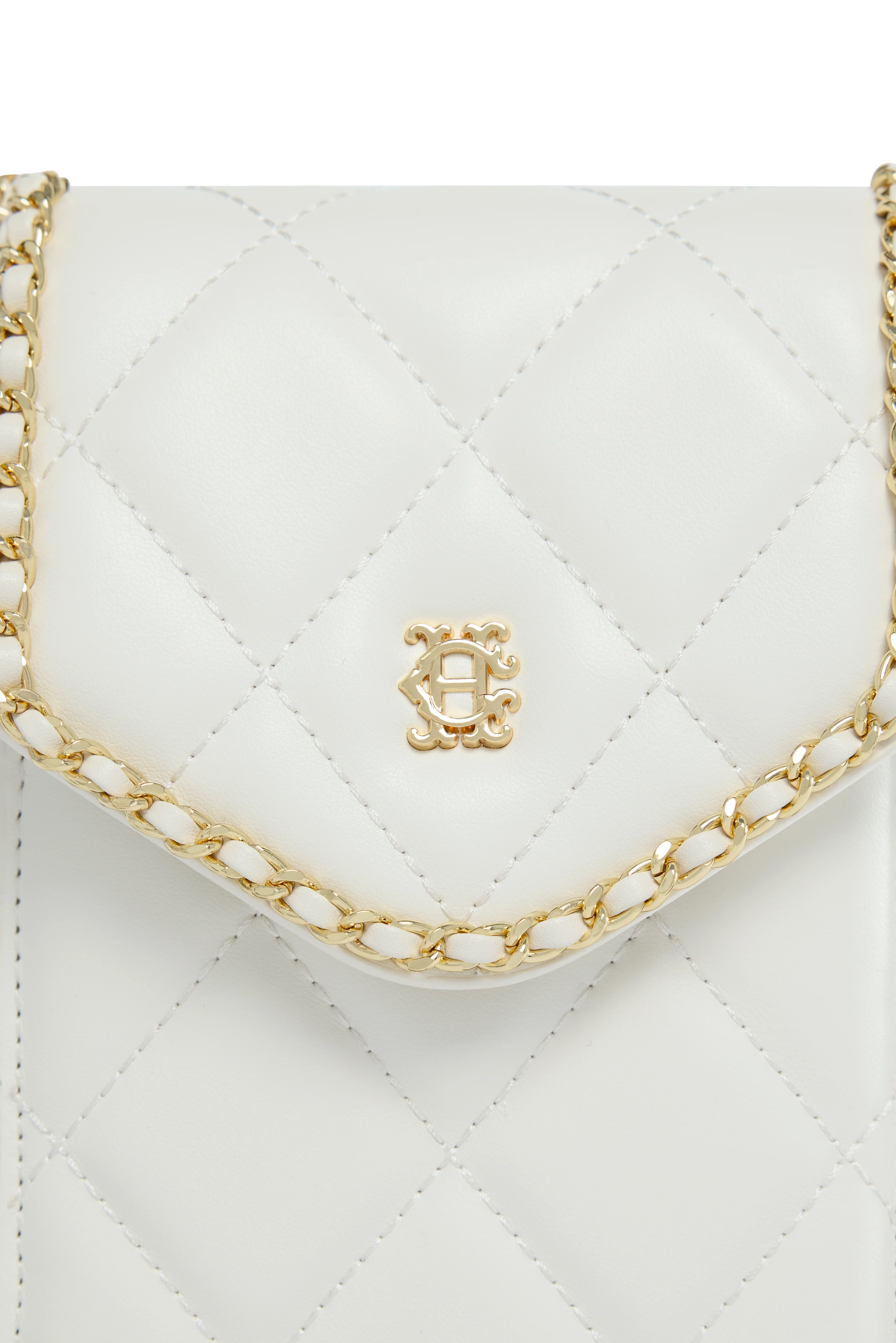 Quilted Chain Crossbody Pouch (Cream) - Image 4