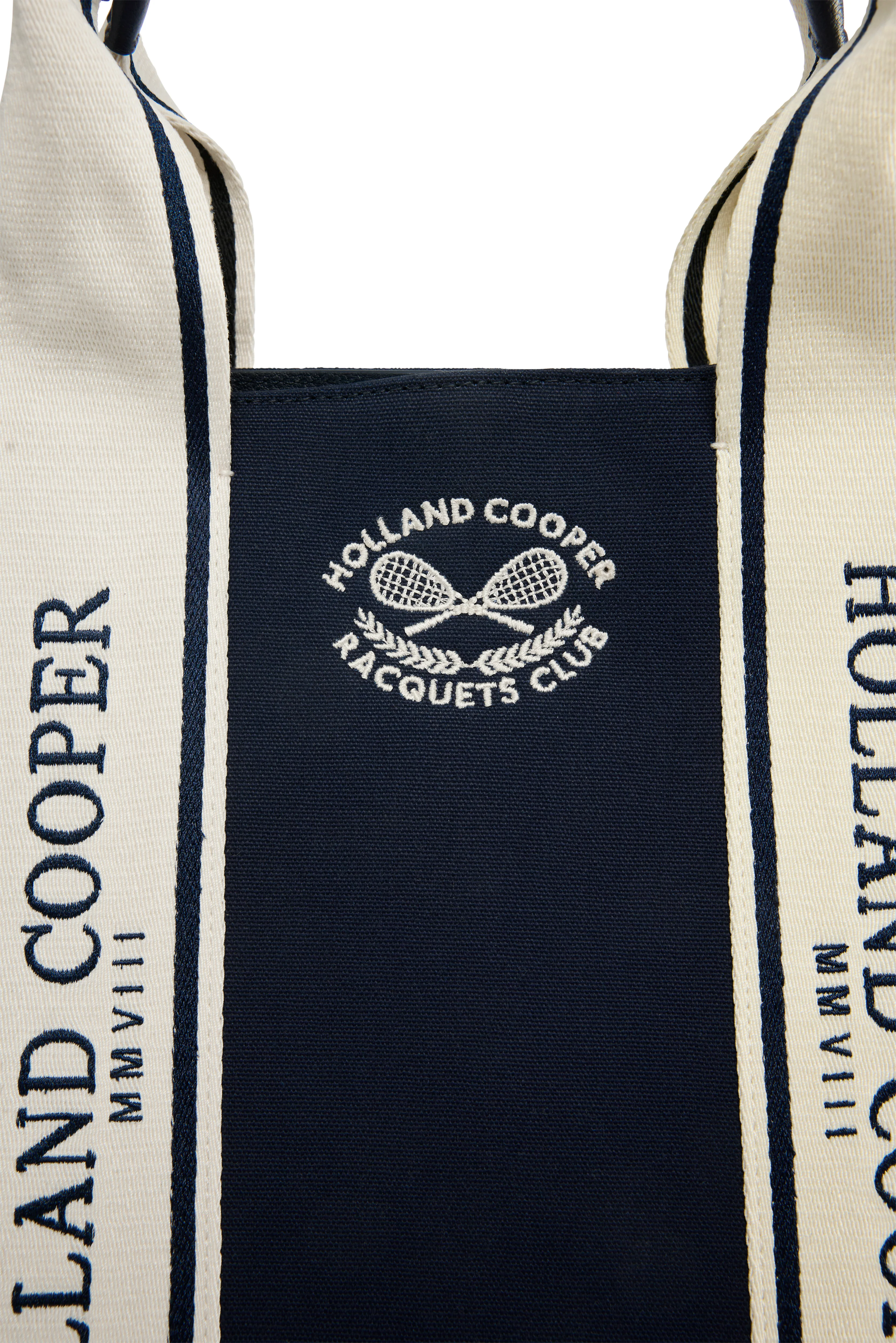 Racquets Tote (Washed Navy Ecru) - Image 5