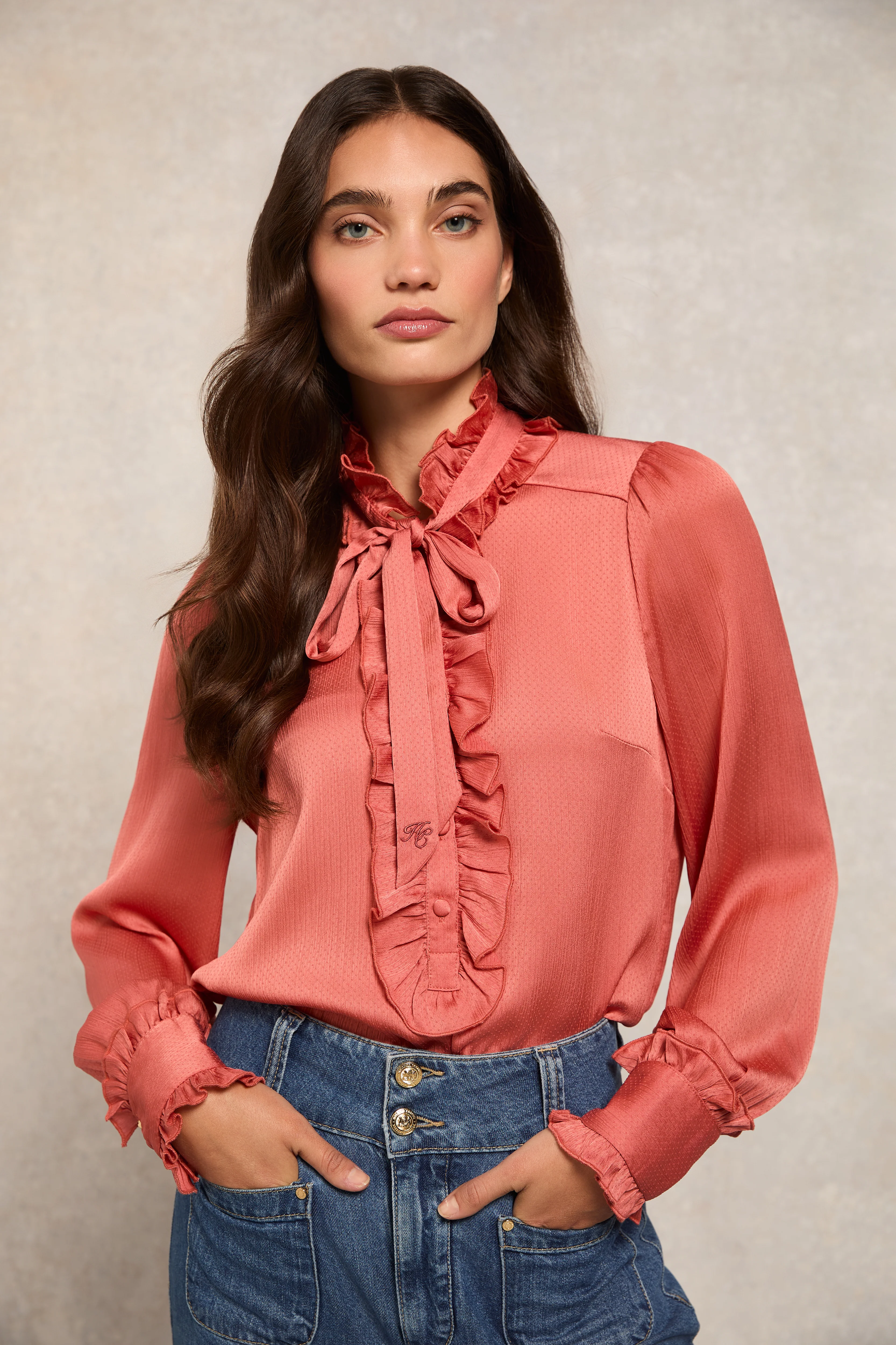 Rebecca Ruffle Blouse (Cinder Rose) - Image 6