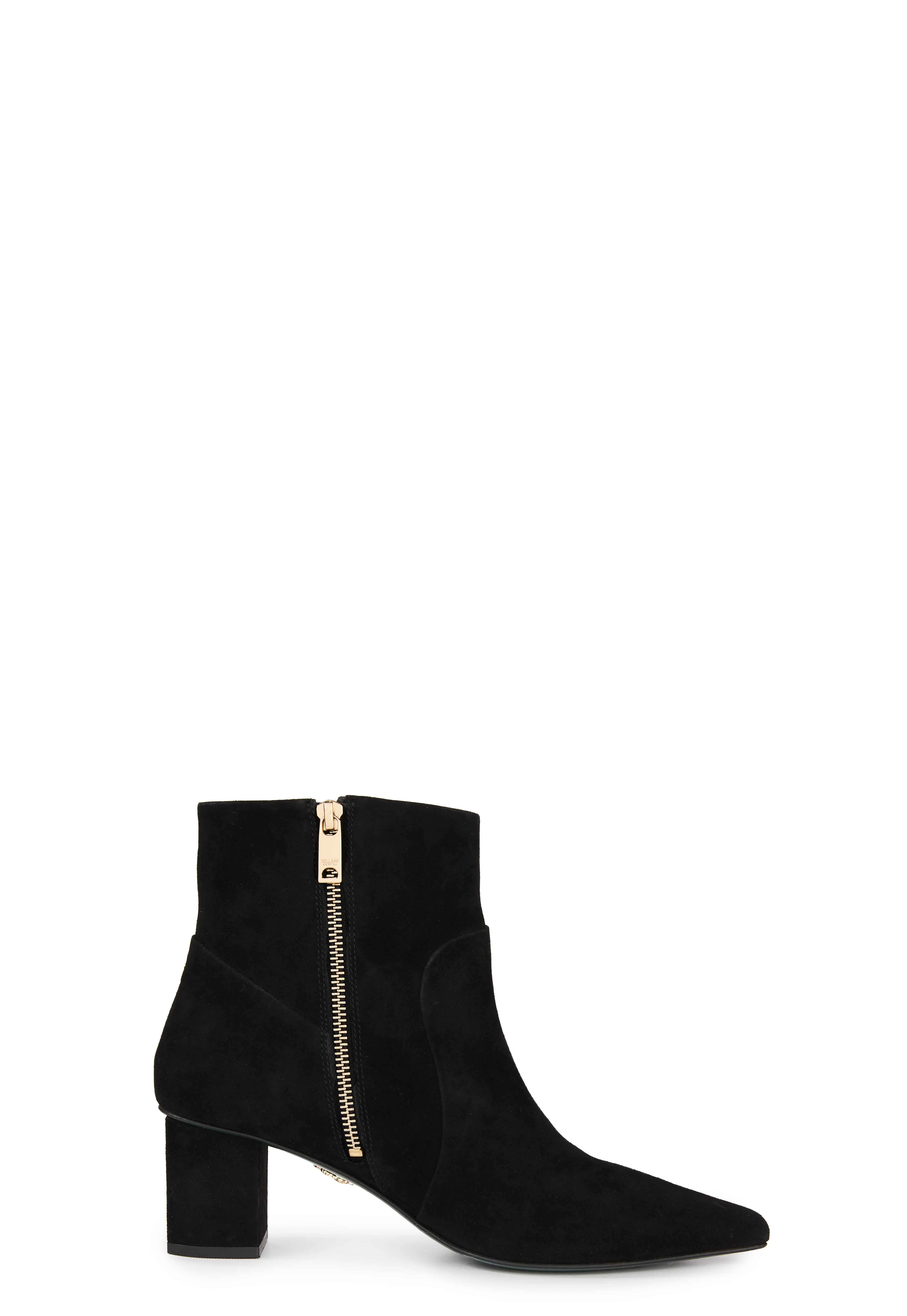 Regency Mid Heel Ankle Boot (Black Suede) - Image 4